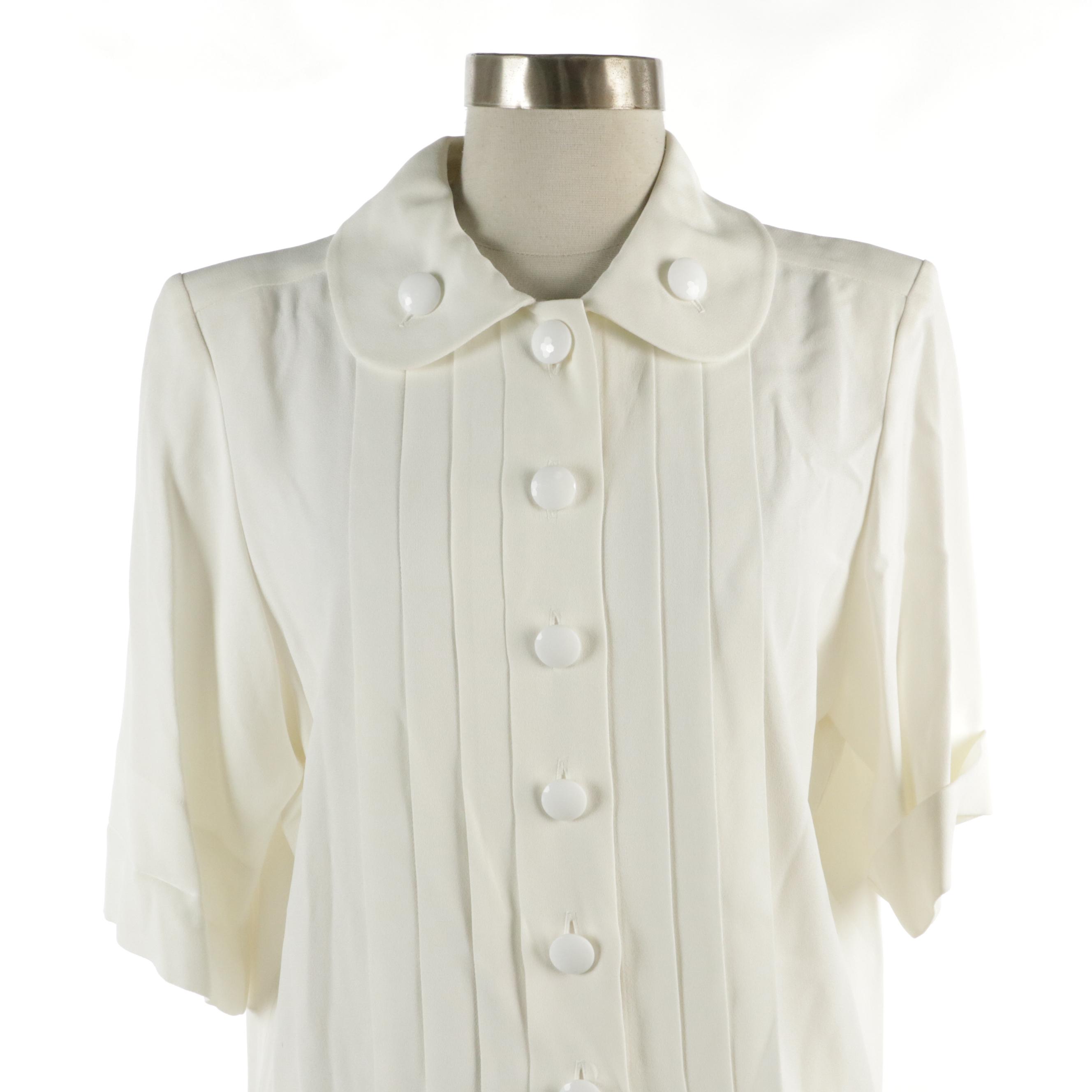 Yves Saint Laurent Rive Gauche Vintage Pleated Button-Front Skirt Set