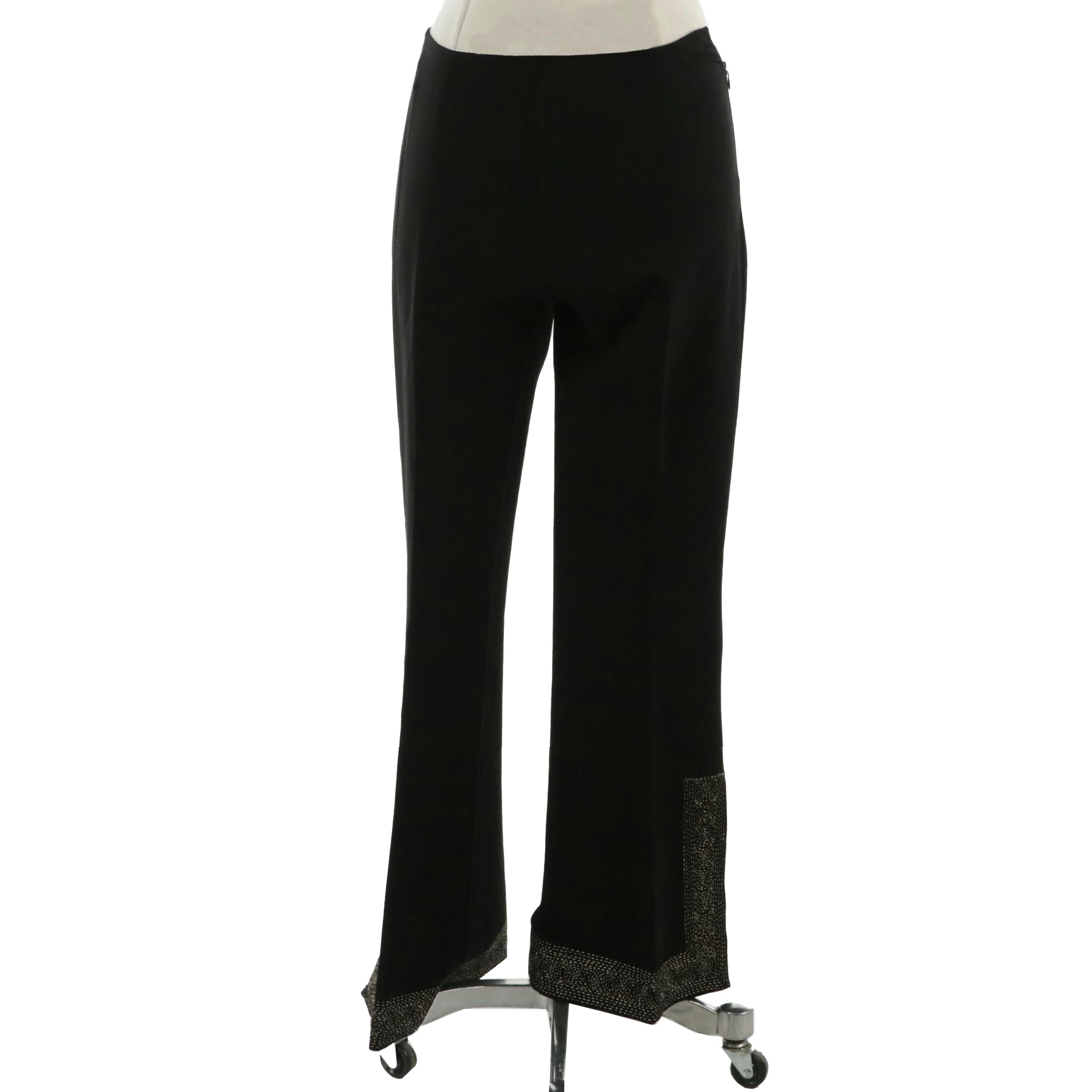 Celine Finition Main Flare Pants in Black Stretch Wool with Embroidered Details