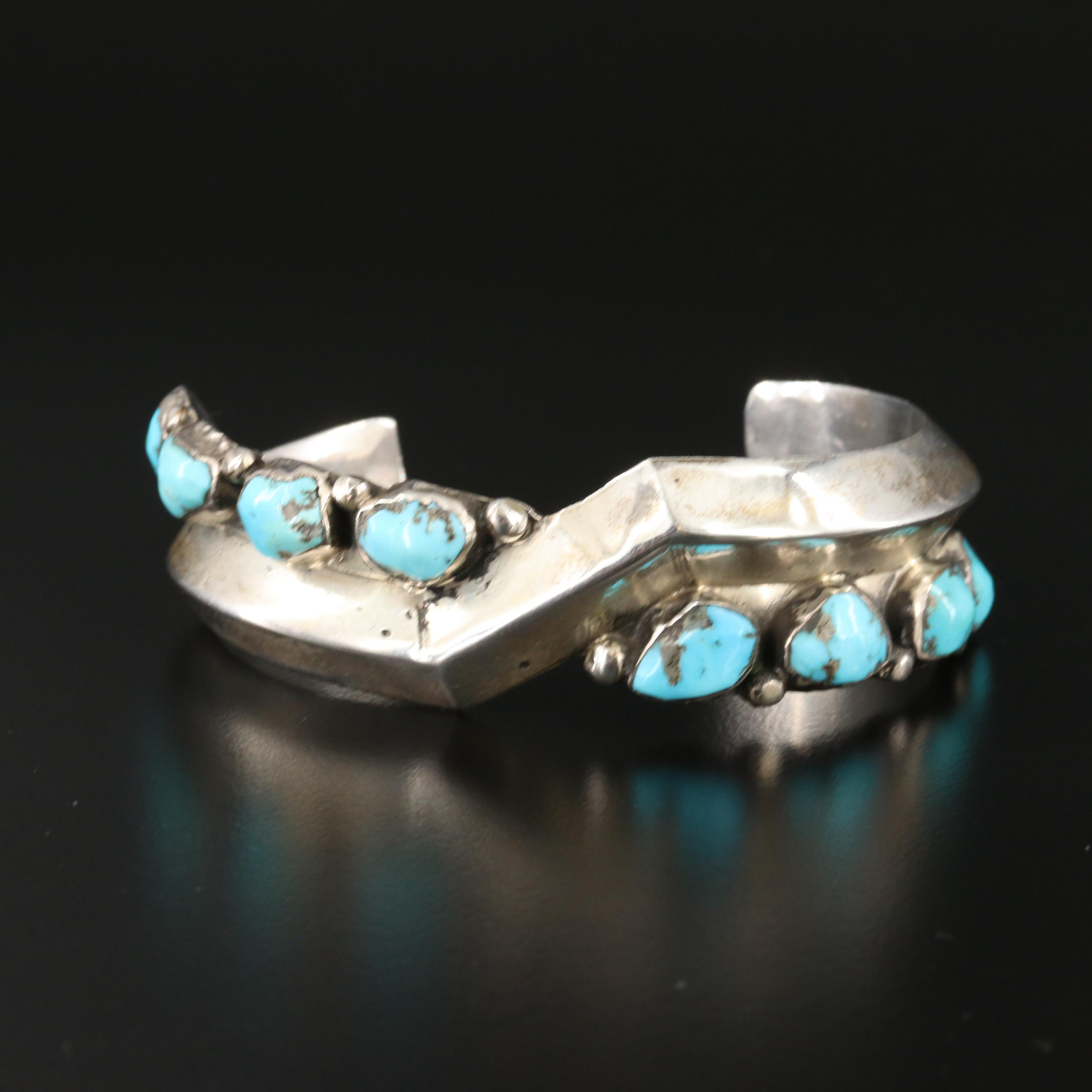 Patrick Smith Navajo Diné, Turquoise and Coral Featured in Sterling Cuffs