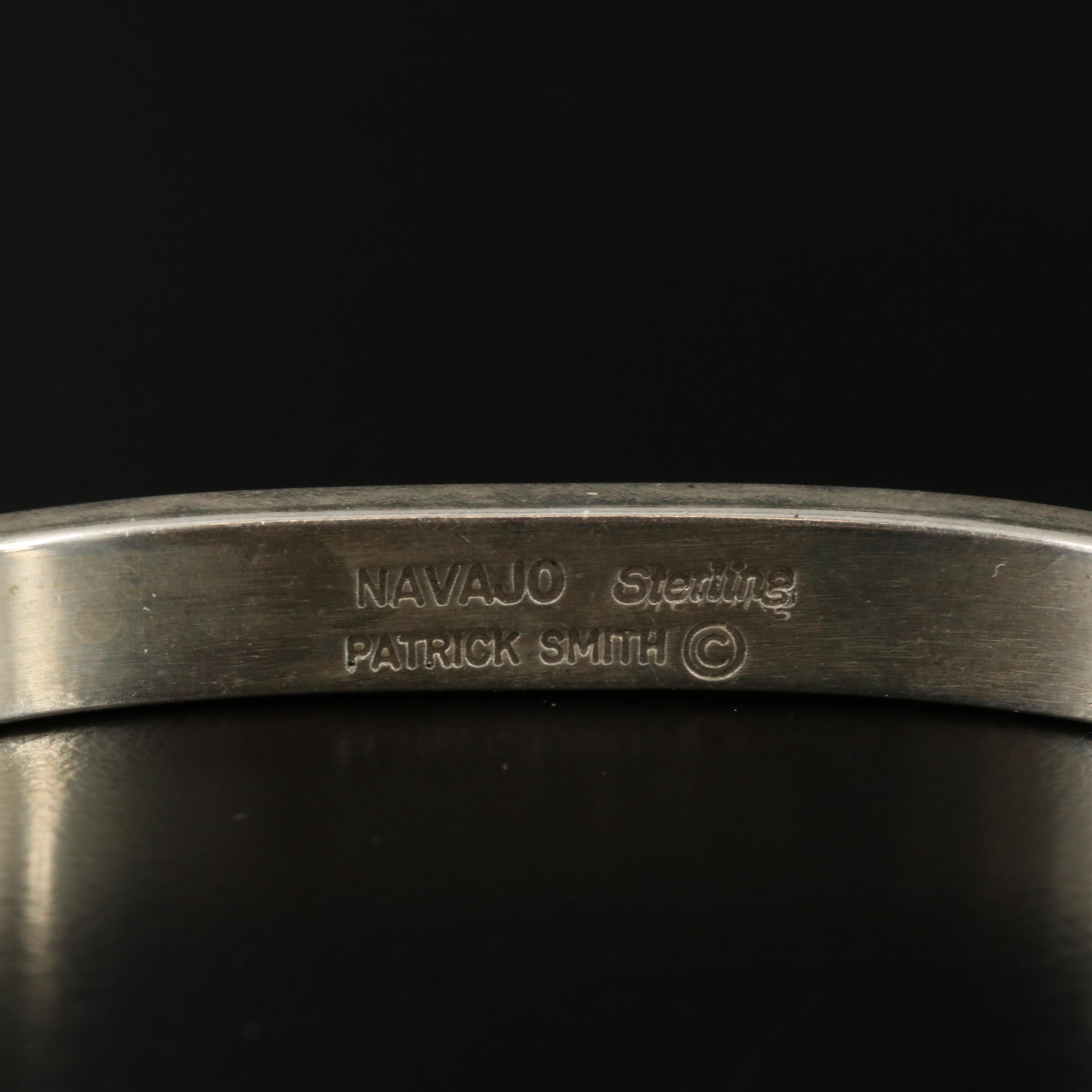 Patrick Smith Navajo Diné, Turquoise and Coral Featured in Sterling Cuffs