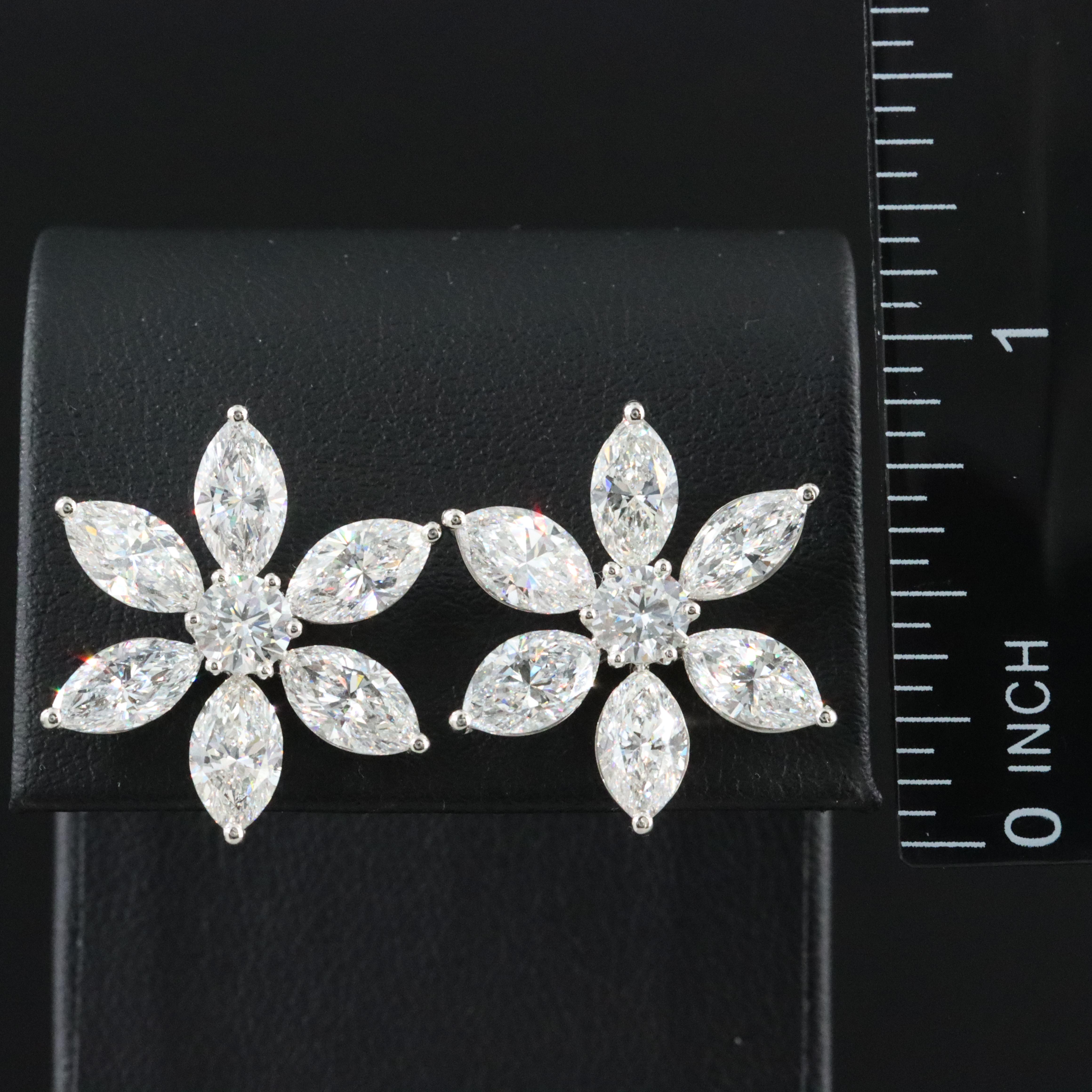 Platinum 8.49 CTW Lab Grown Diamond Flower Earrings