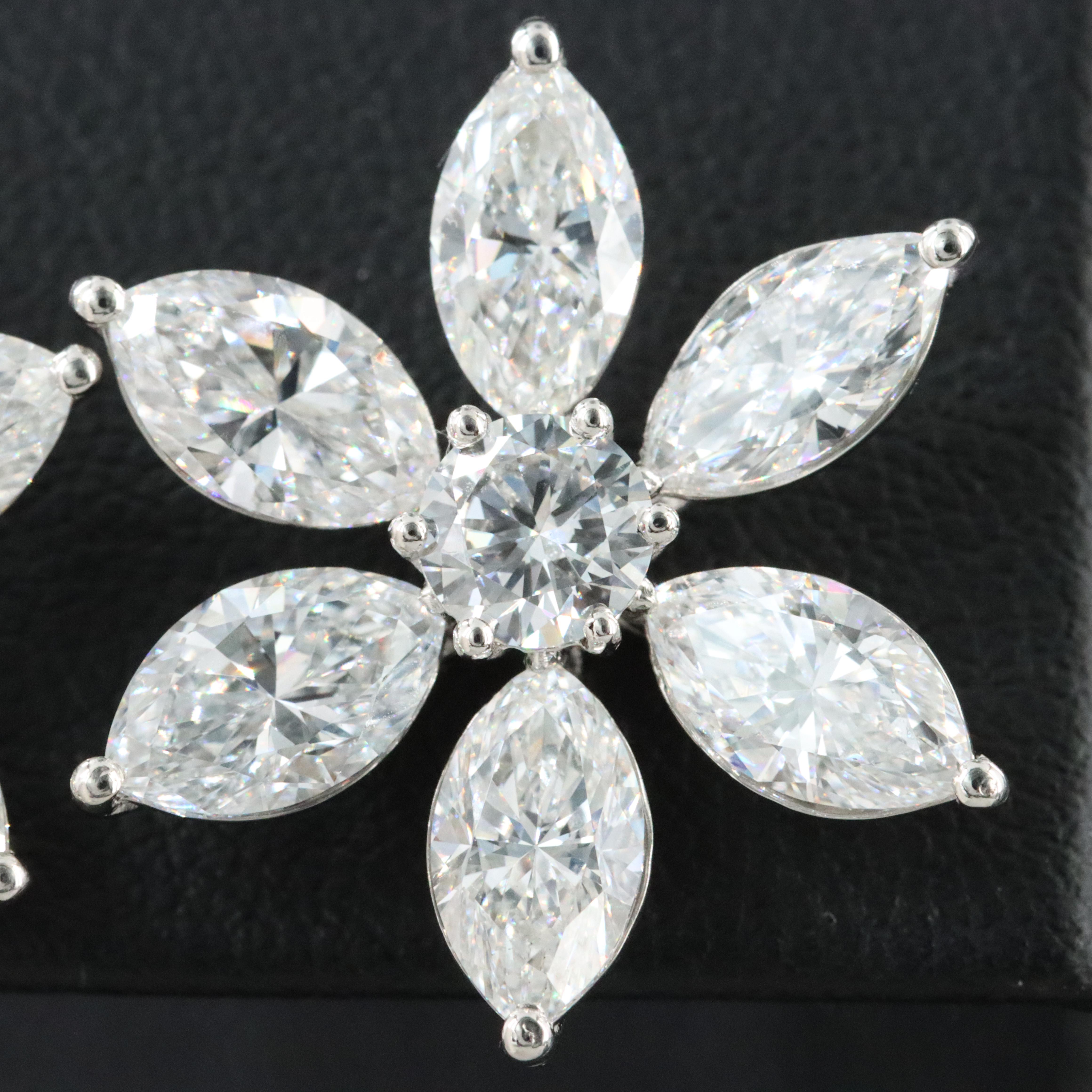 Platinum 8.49 CTW Lab Grown Diamond Flower Earrings