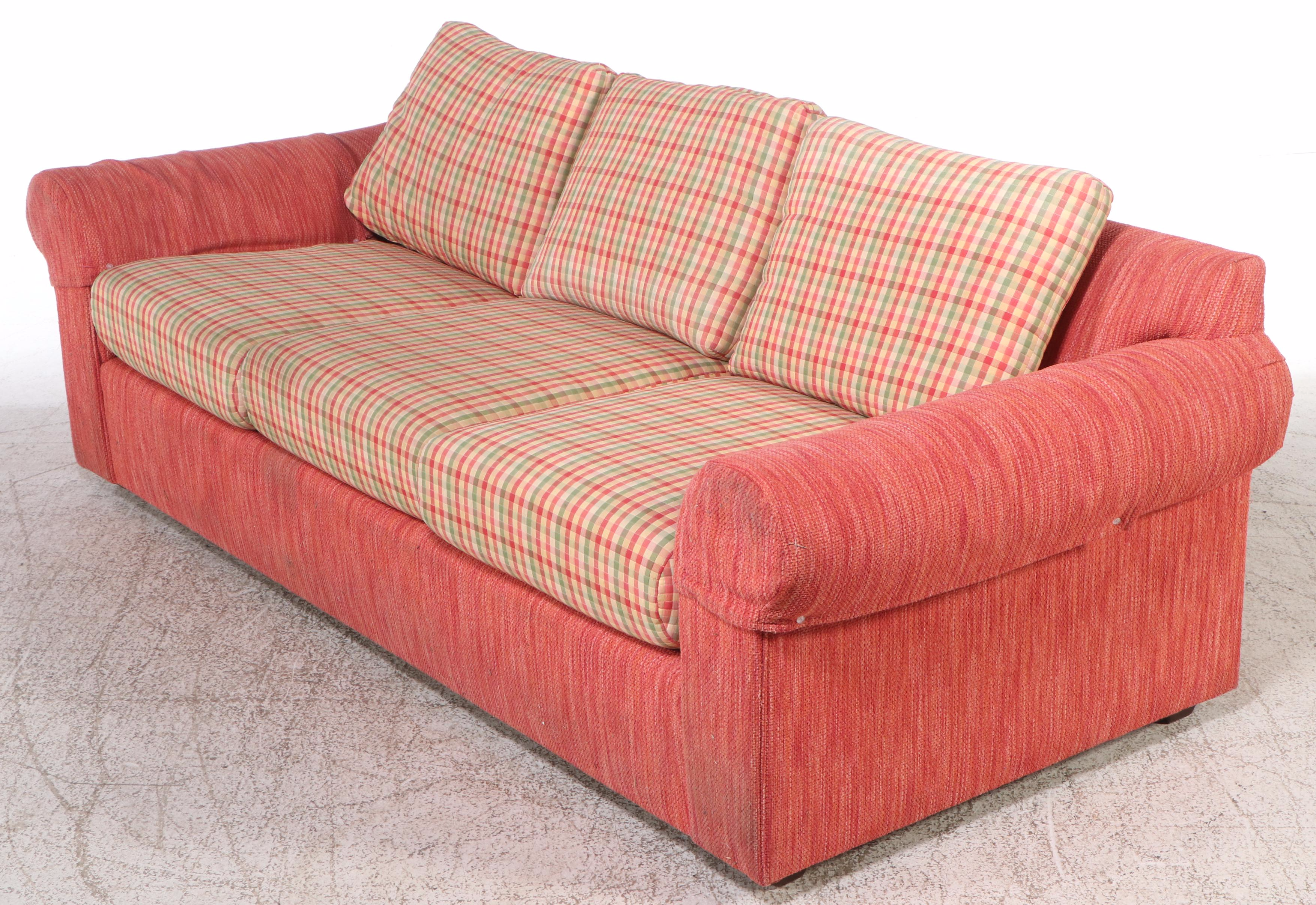 Plaid Upholstered Sofa