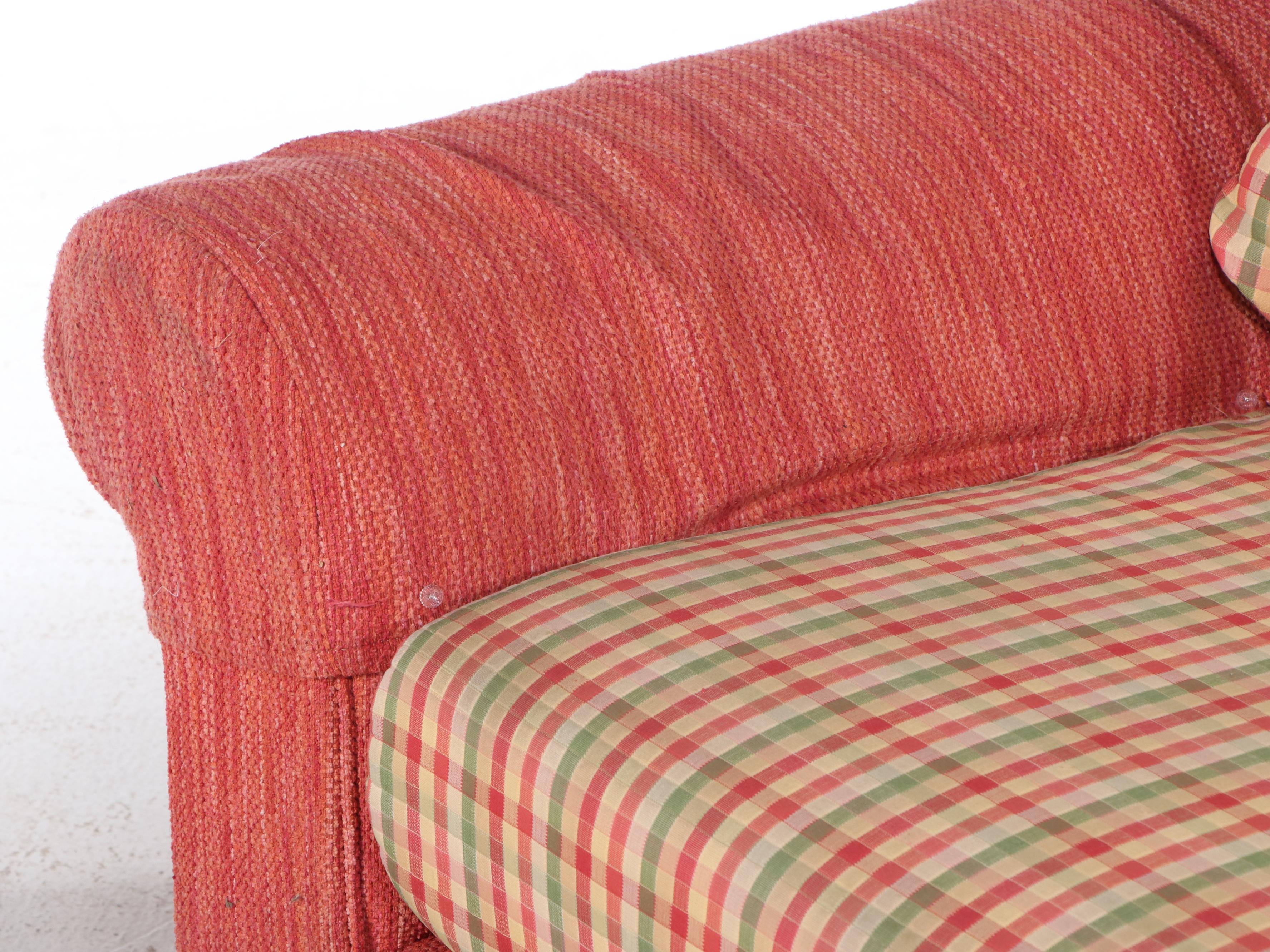 Plaid Upholstered Sofa