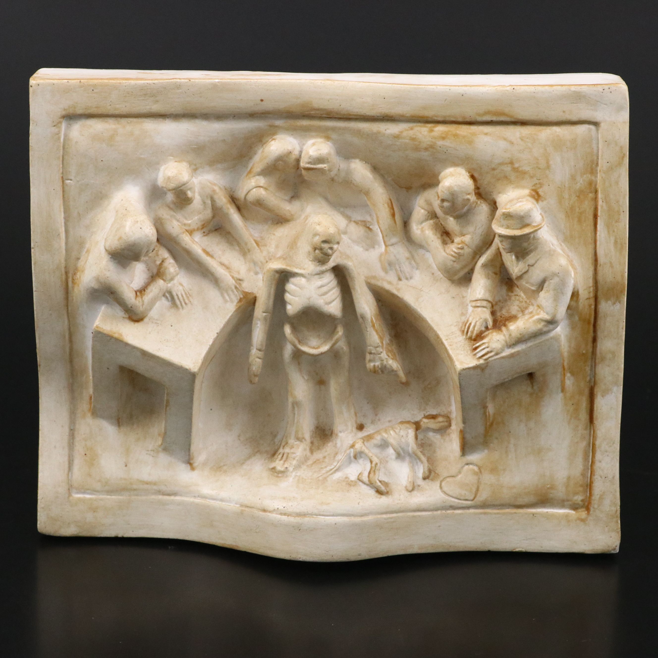 Crystal Skull Votive Holder with Tom Otterness "Commemorative" Cast Wall Art