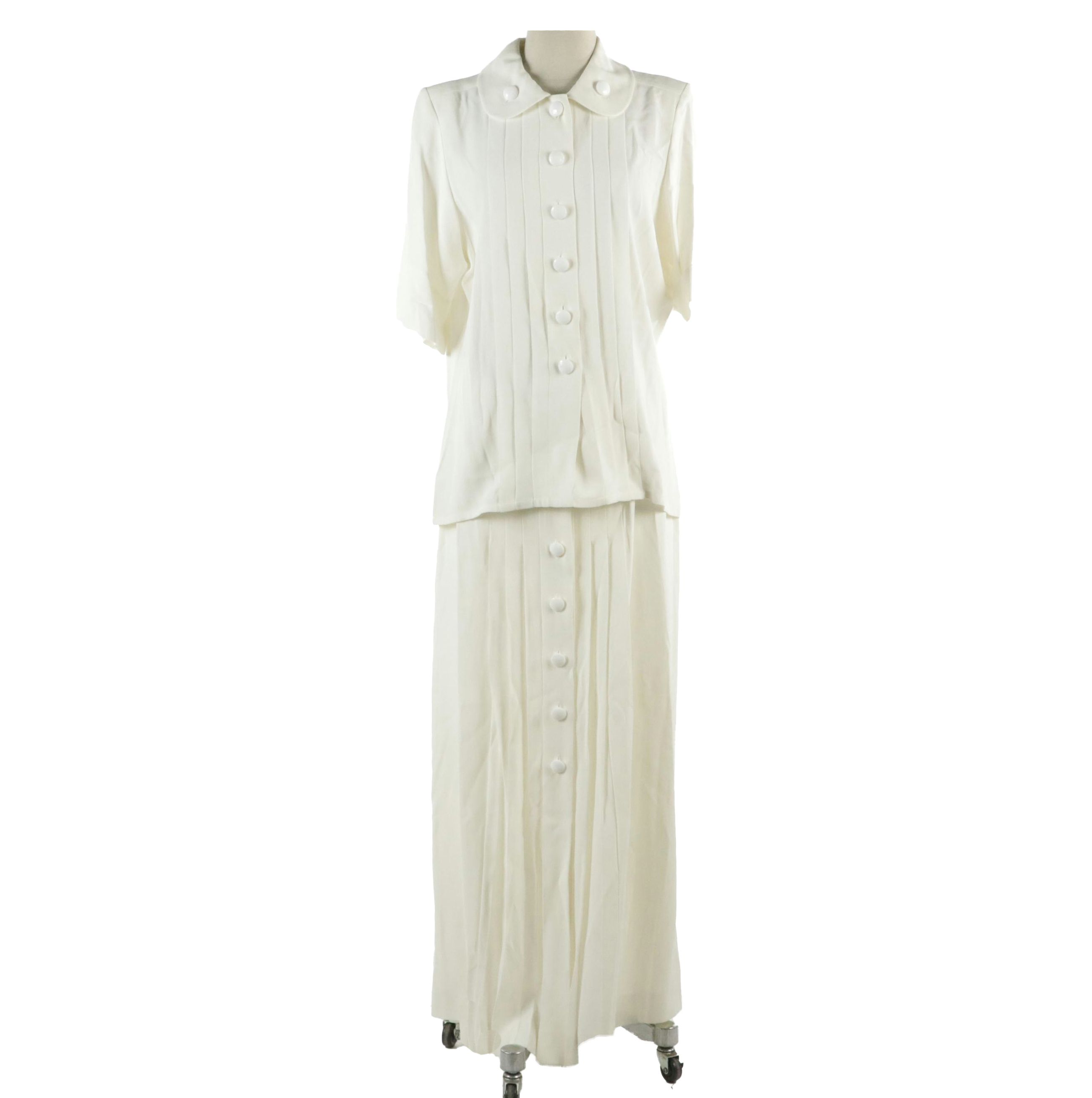 Yves Saint Laurent Rive Gauche Vintage Pleated Button-Front Skirt Set