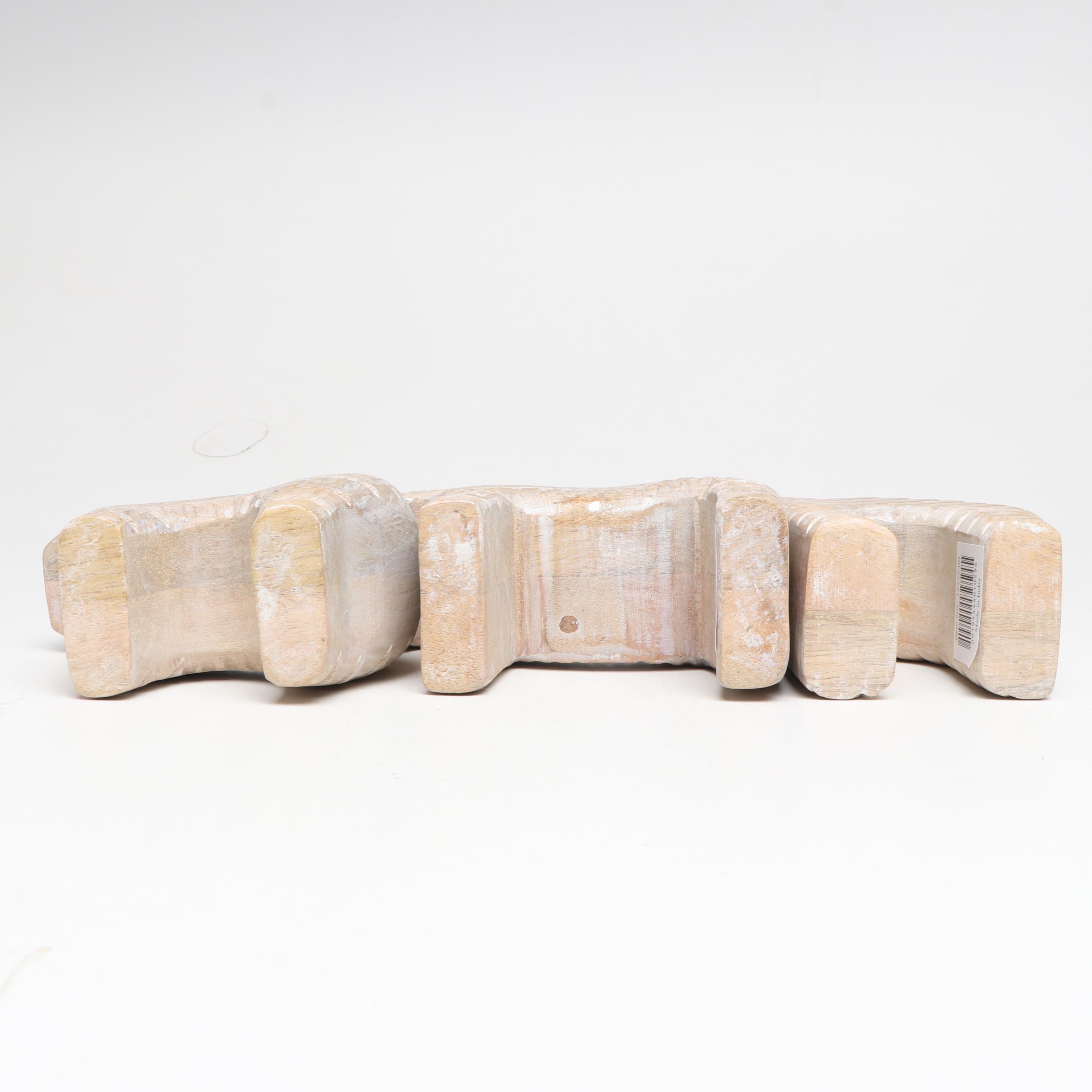 Indian Made Abstract Hand-Carved and Turned Wood Nativity Set