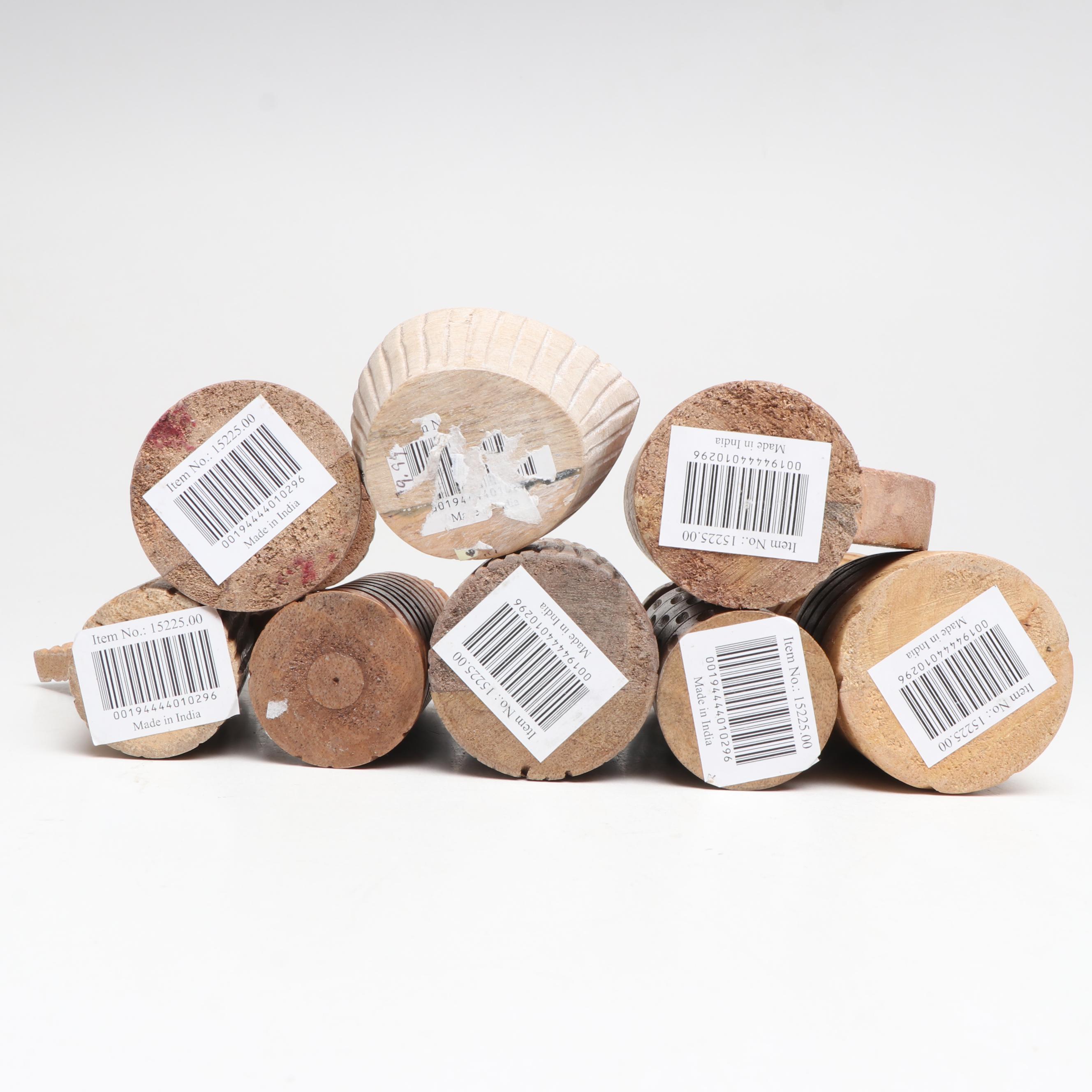 Indian Made Abstract Hand-Carved and Turned Wood Nativity Set