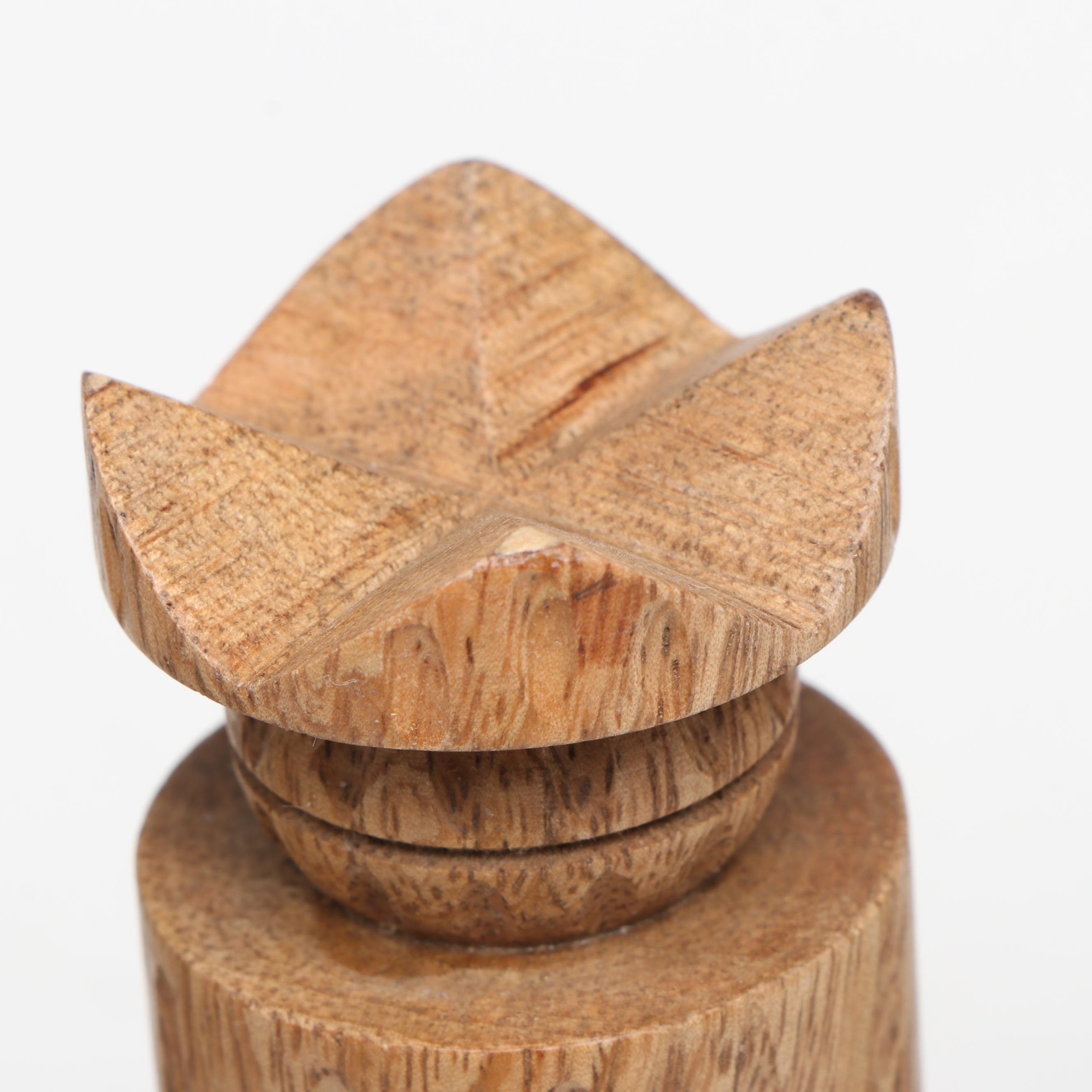 Indian Made Abstract Hand-Carved and Turned Wood Nativity Set