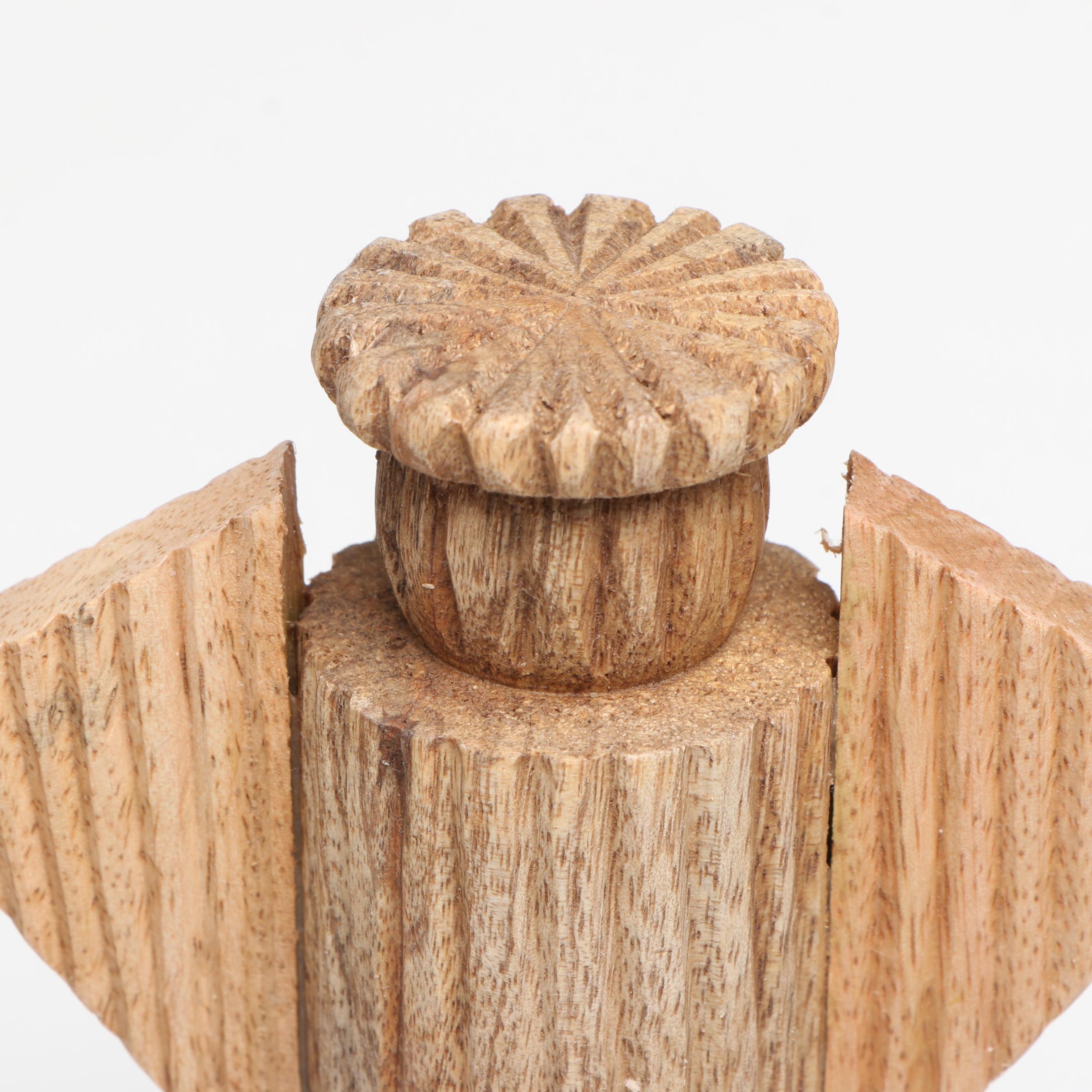 Indian Made Abstract Hand-Carved and Turned Wood Nativity Set