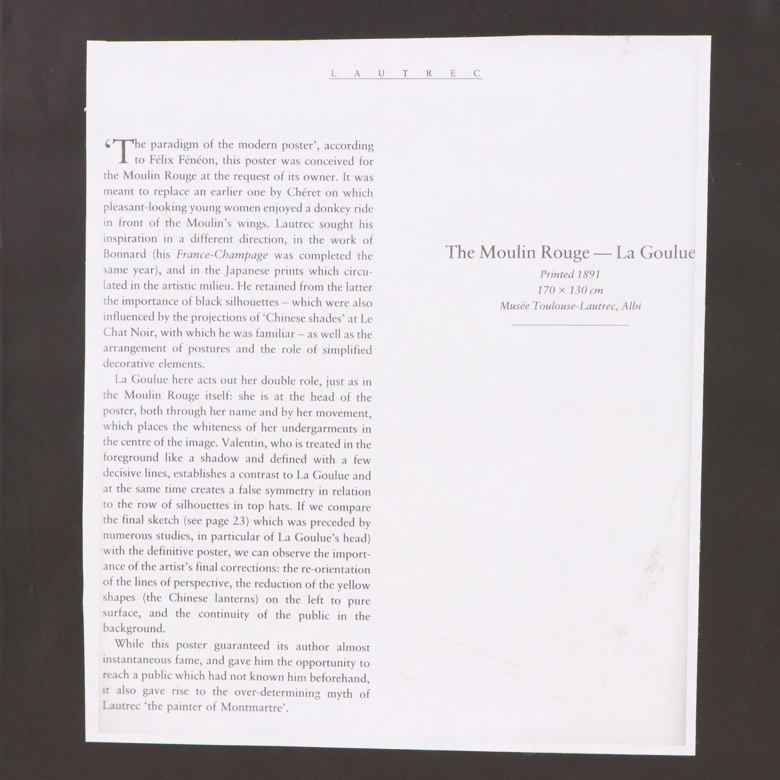 Offset Lithograph After Henri Toulouse-Lautrec "Moulin Rouge: La Goulue"