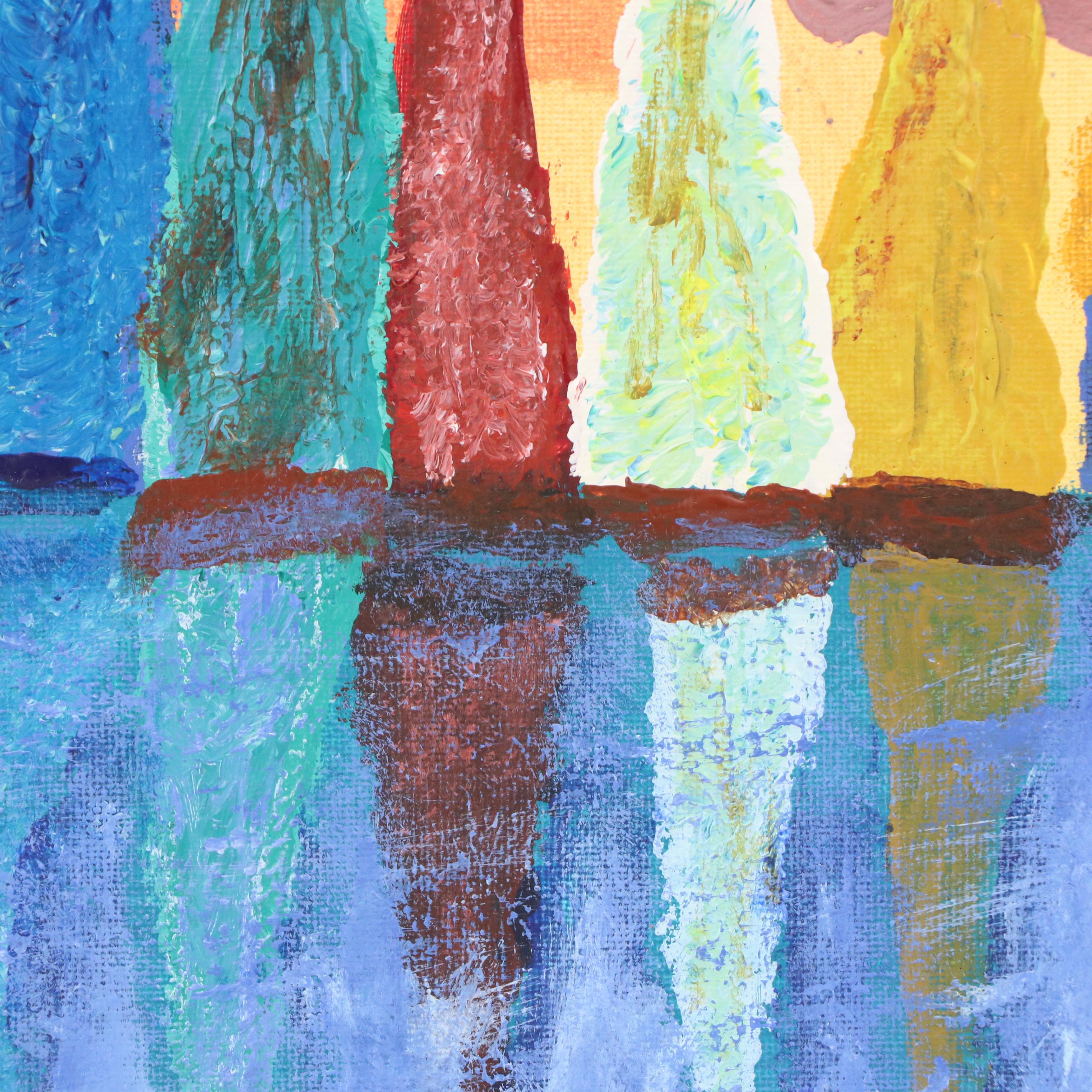 Richard Balsbaugh Acrylic Painting of Maritime Scene at Sunset, 2025