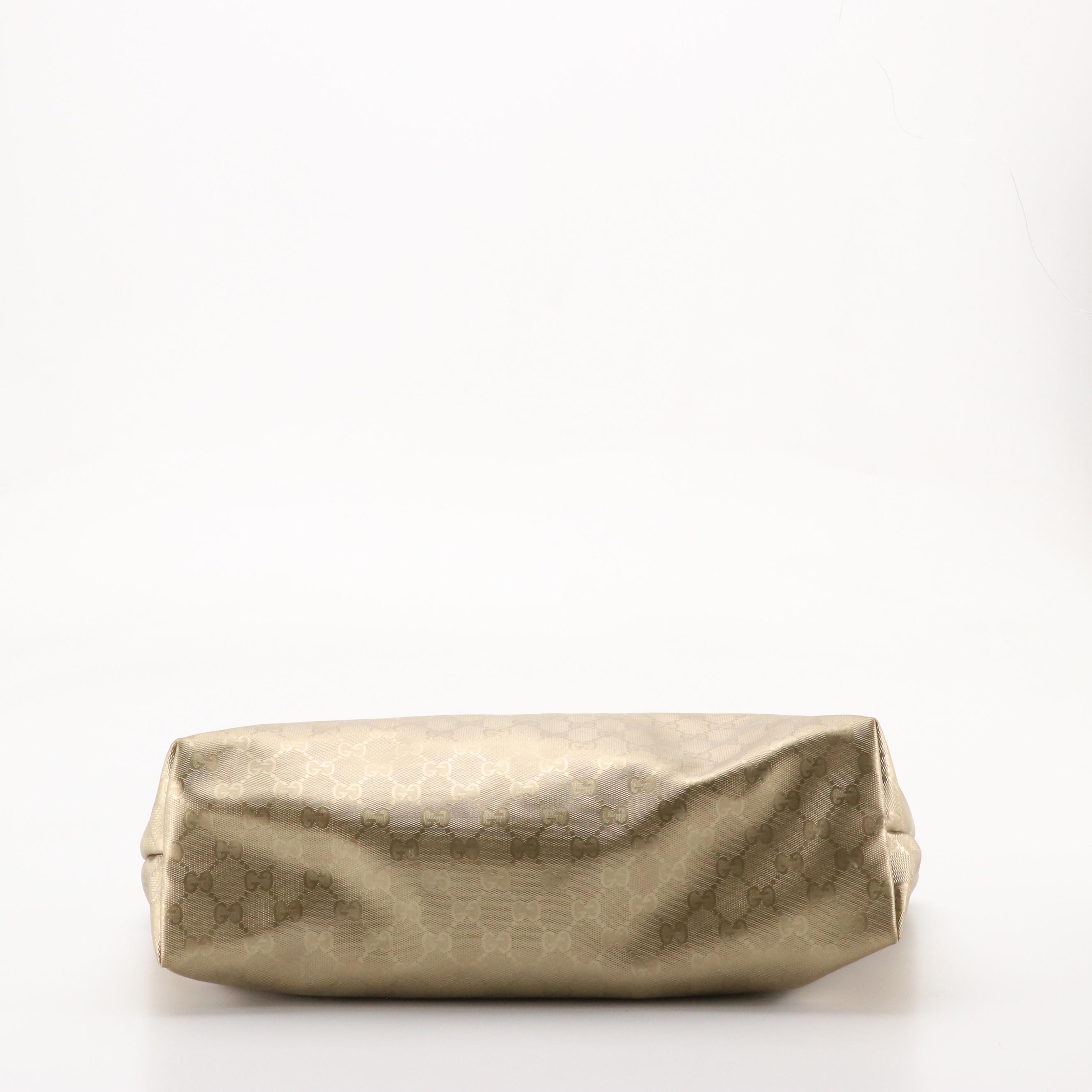 Gucci Large Zip Tote in Metallic Gold GG Imprimé Canvas and Leather Trim