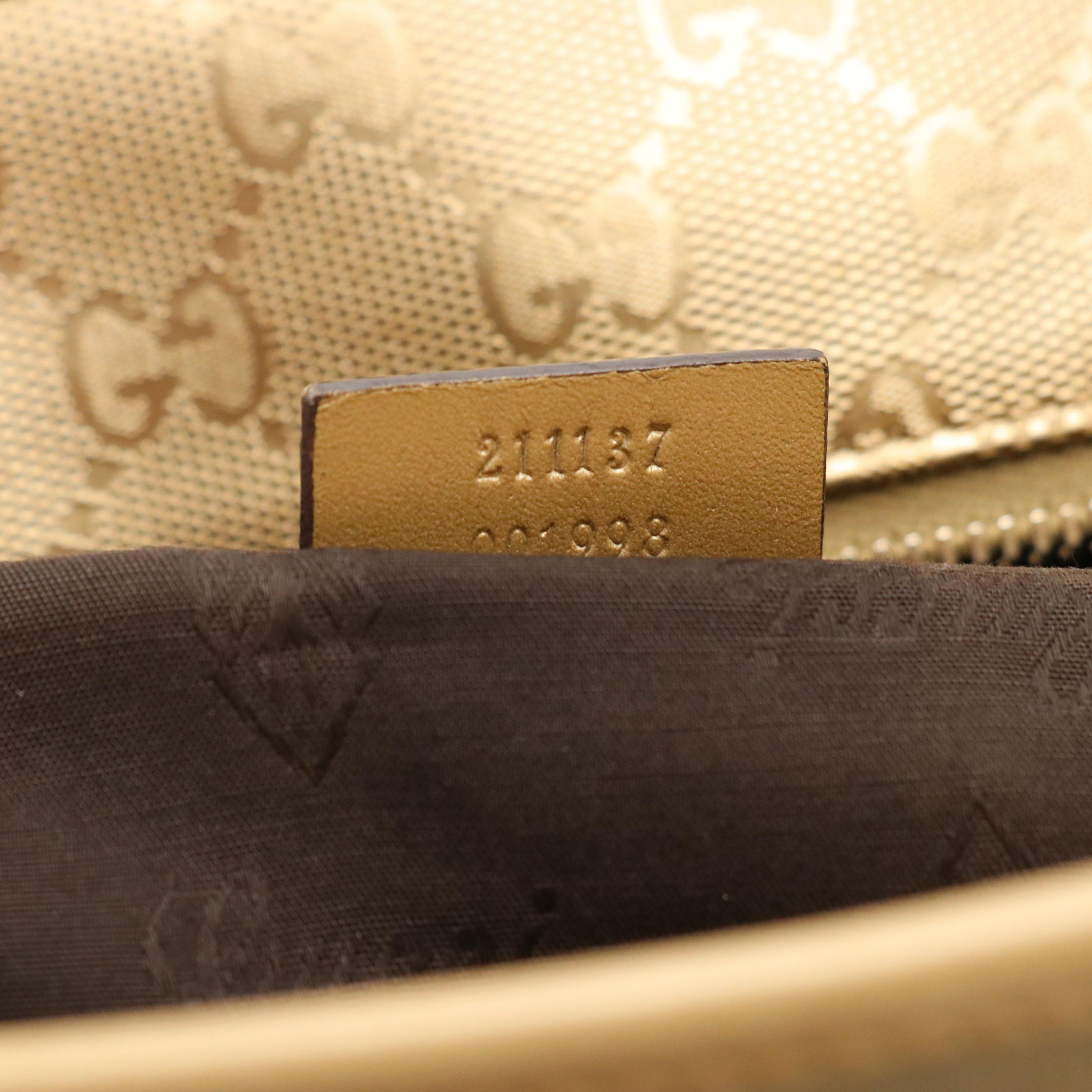 Gucci Large Zip Tote in Metallic Gold GG Imprimé Canvas and Leather Trim