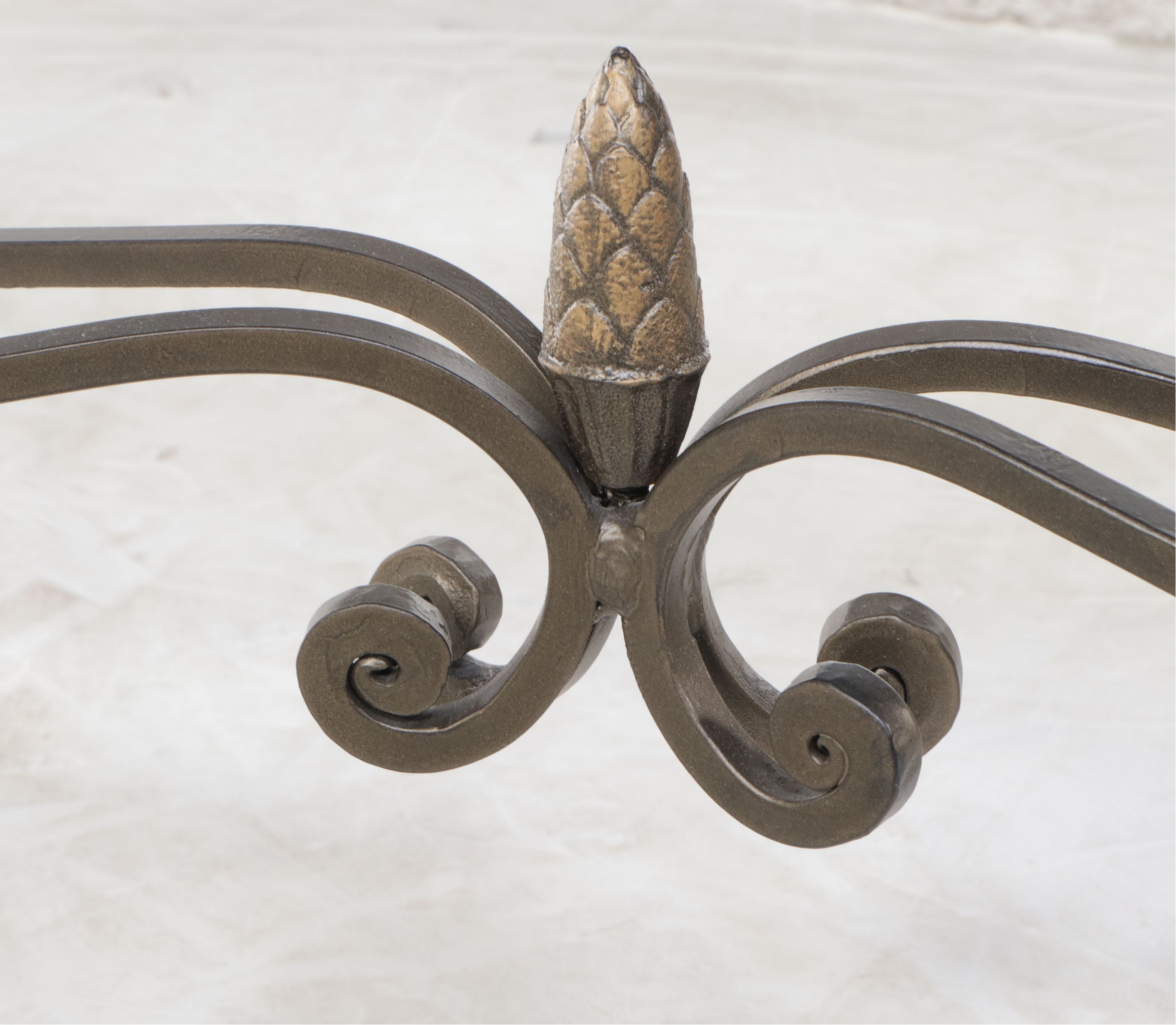 Neoclassical Style Glass Top Metal Console Table