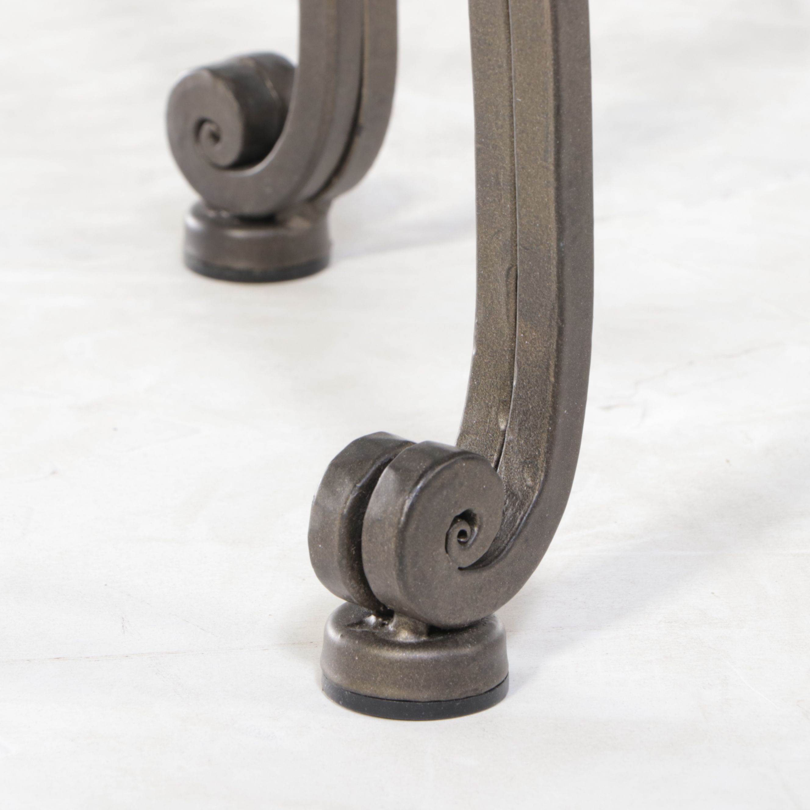 Neoclassical Style Glass Top Metal Console Table