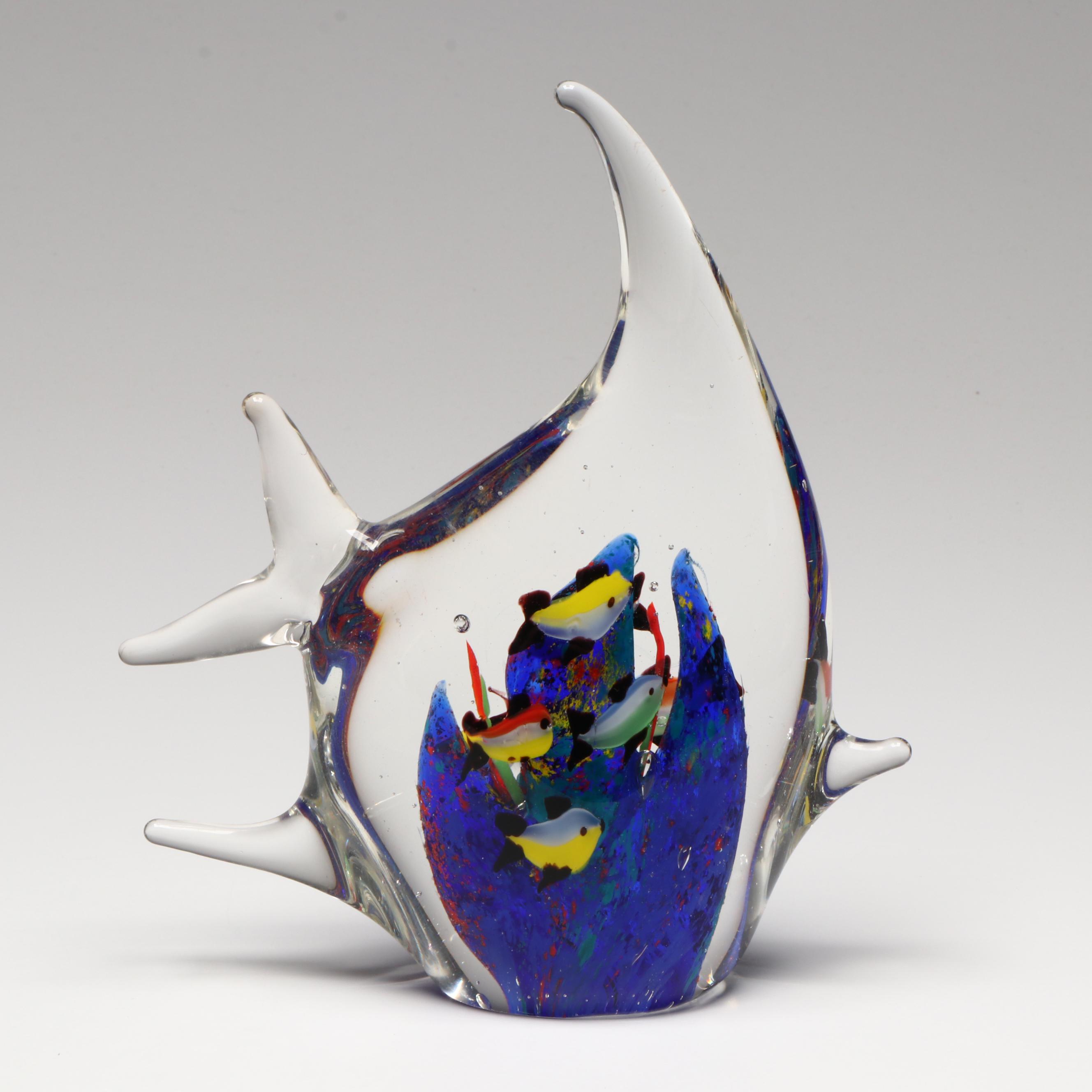 Italian Murano Style Art Glass Aquarium Fish