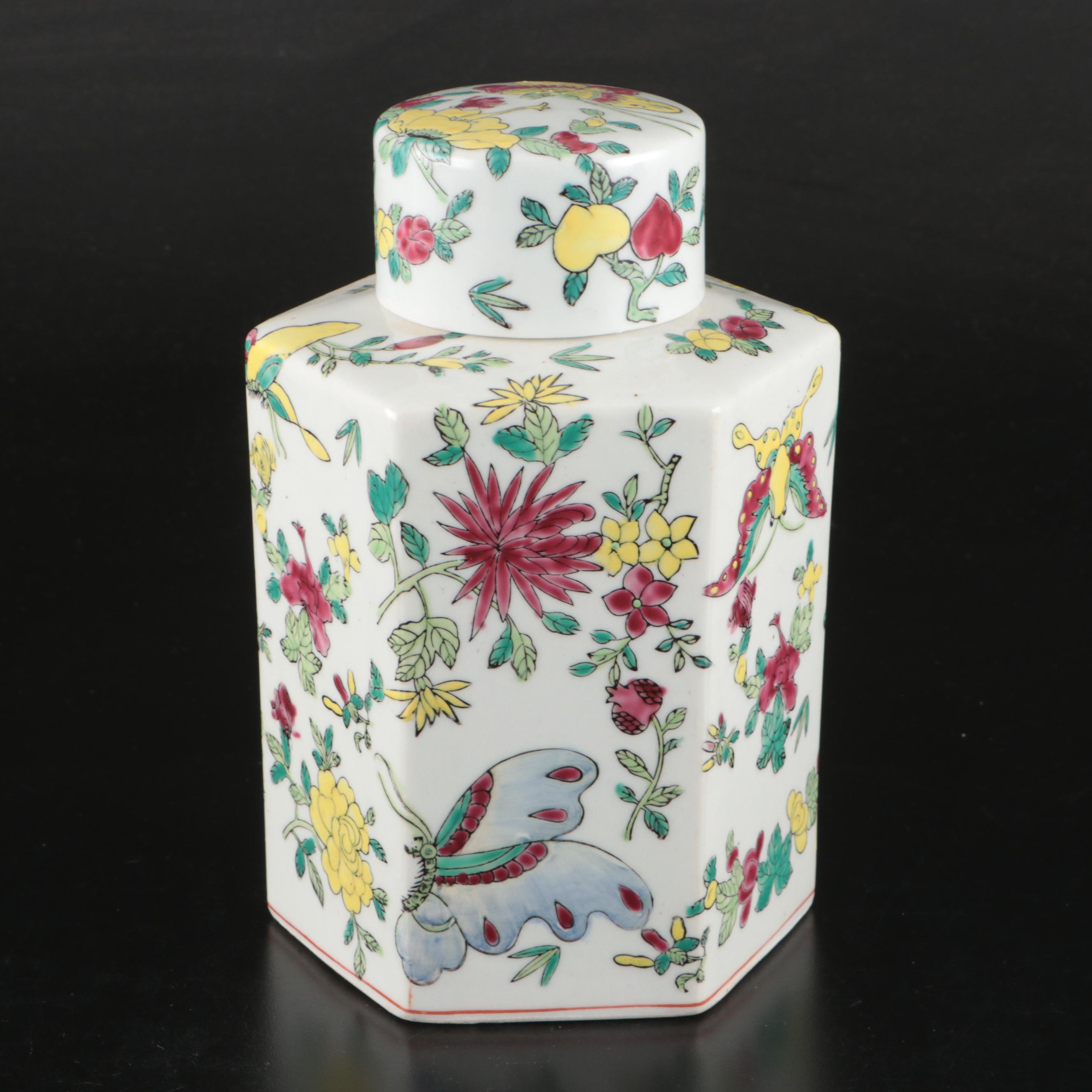 Chinese Porcelain Ginger Jars and Tea Caddy