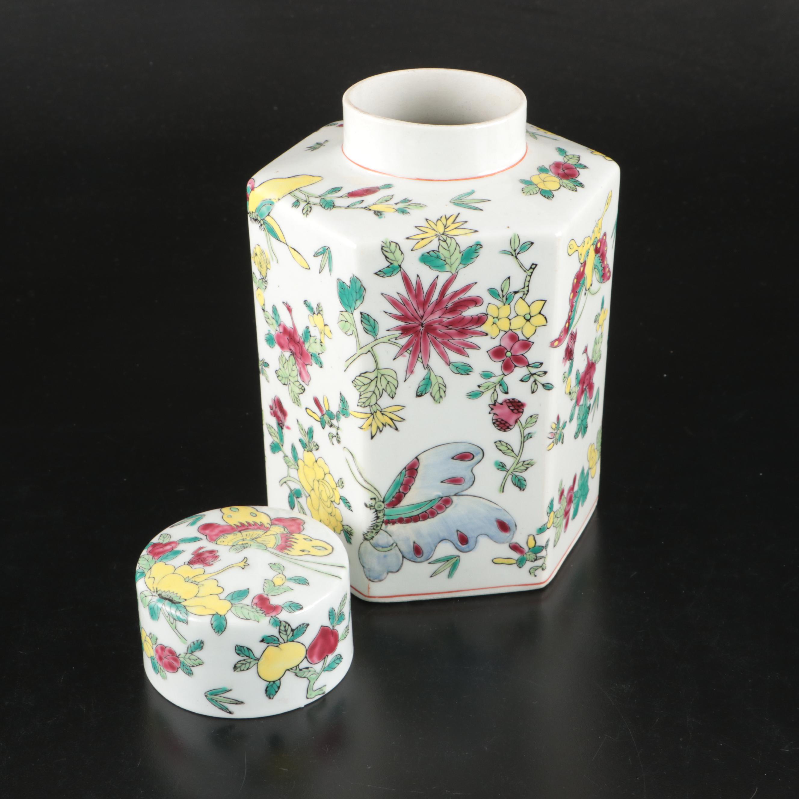 Chinese Porcelain Ginger Jars and Tea Caddy