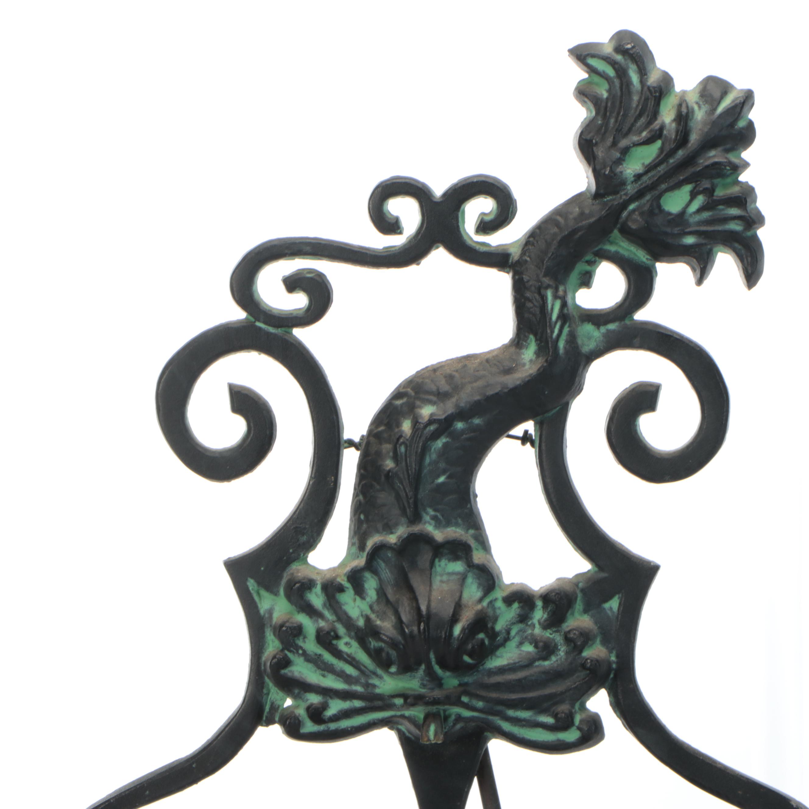 Rococo Style Verdigris Patinated Cast Iron Outdoor Fountain