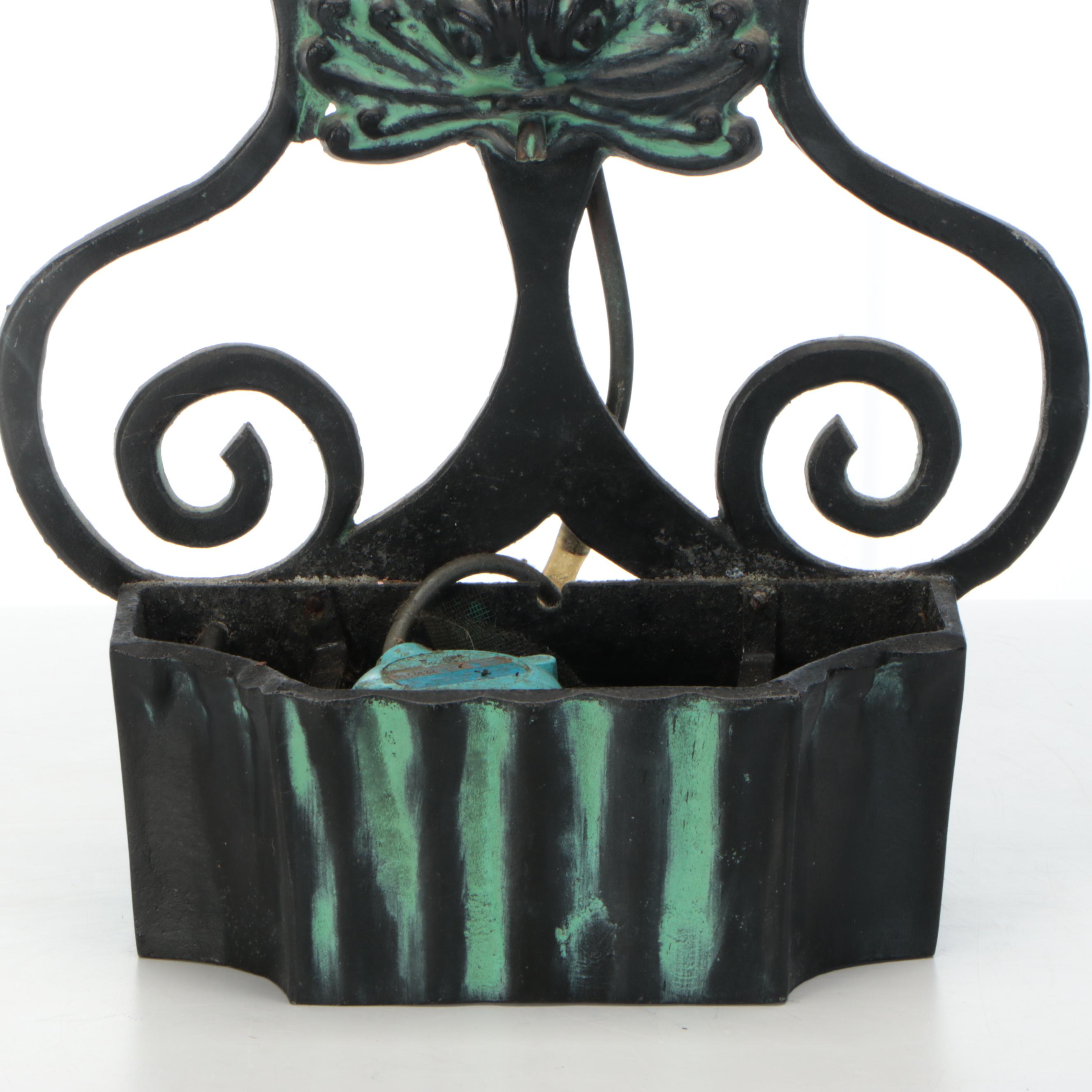 Rococo Style Verdigris Patinated Cast Iron Outdoor Fountain