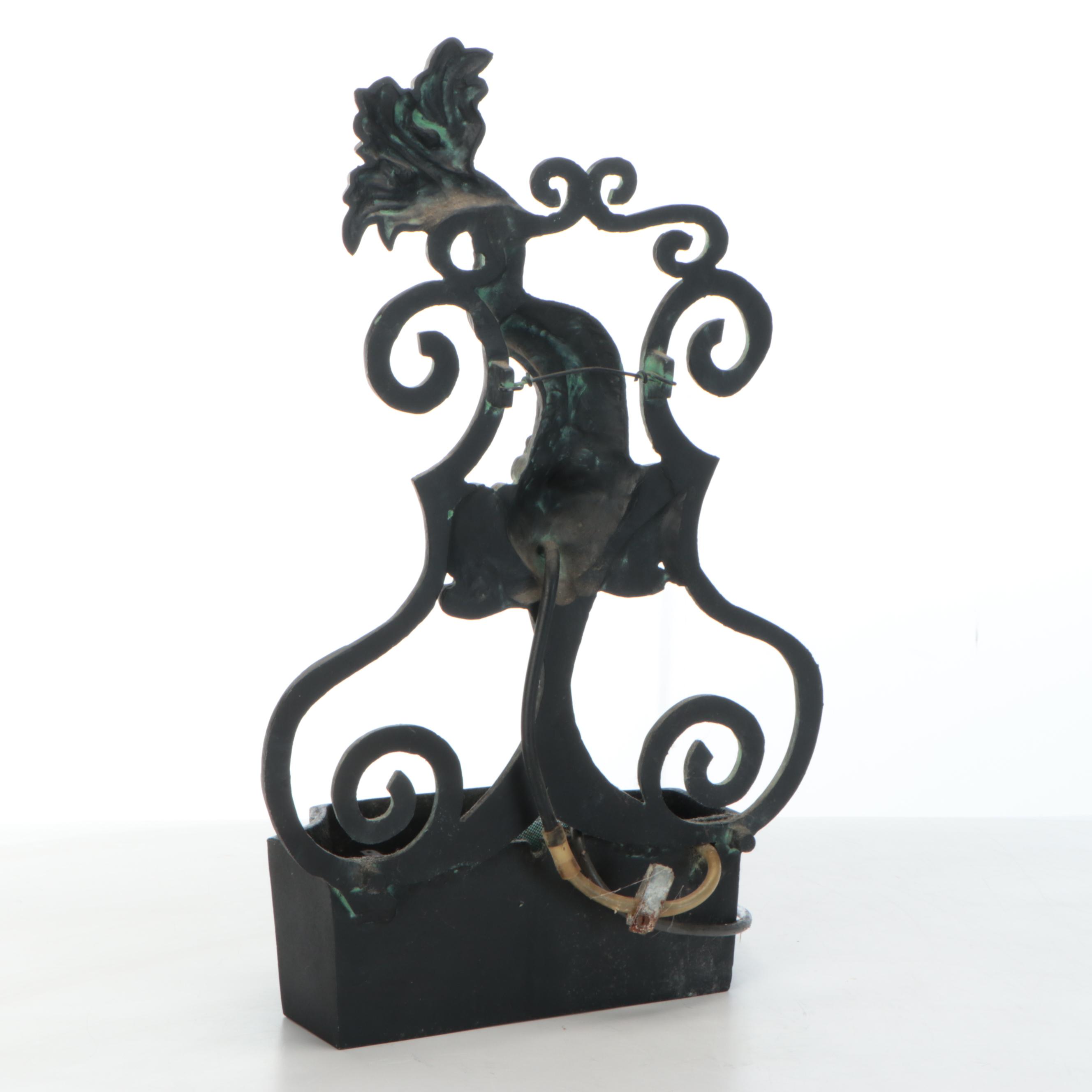 Rococo Style Verdigris Patinated Cast Iron Outdoor Fountain