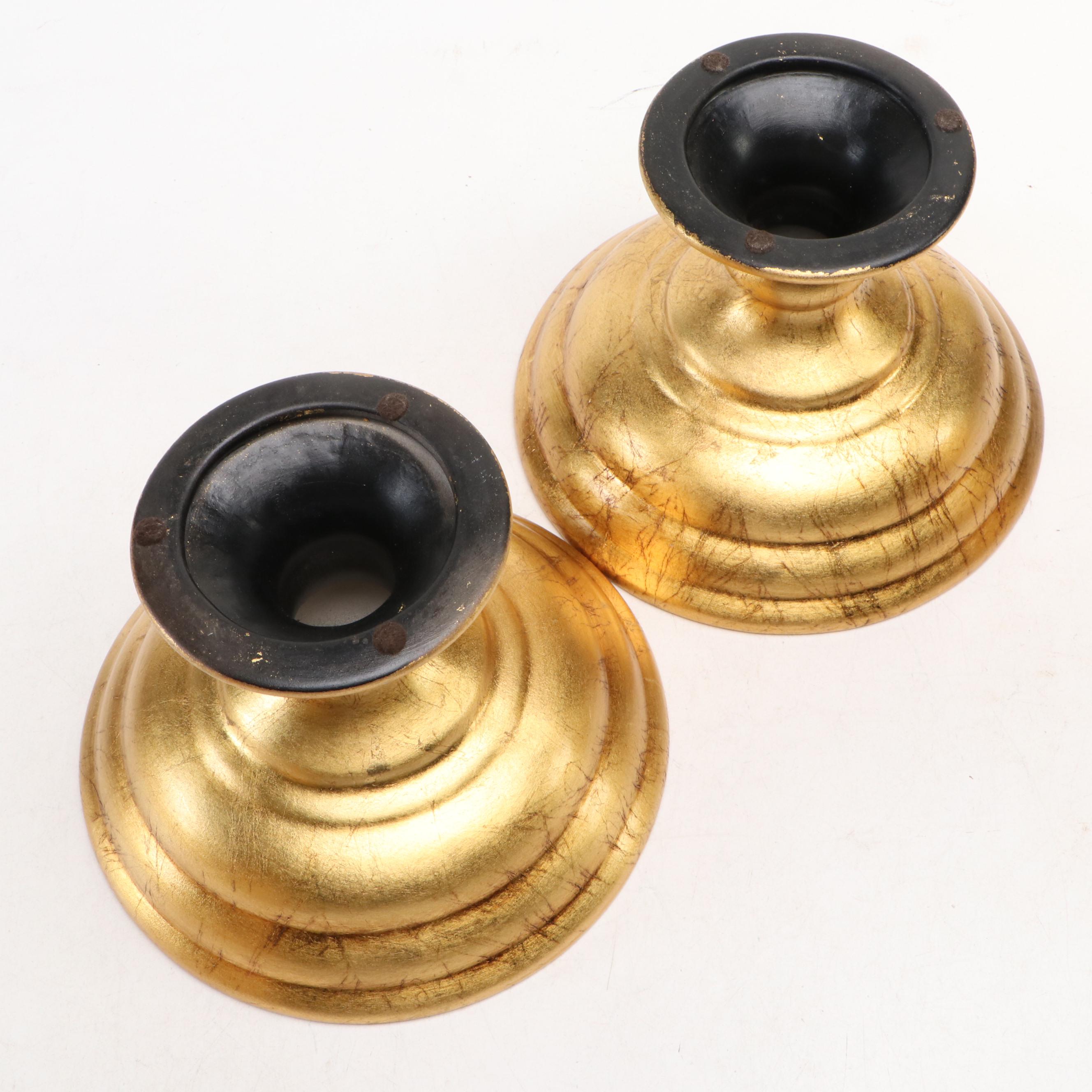 Gold Gilt Wood Decorative Footed Bowls with Ceramic Planters