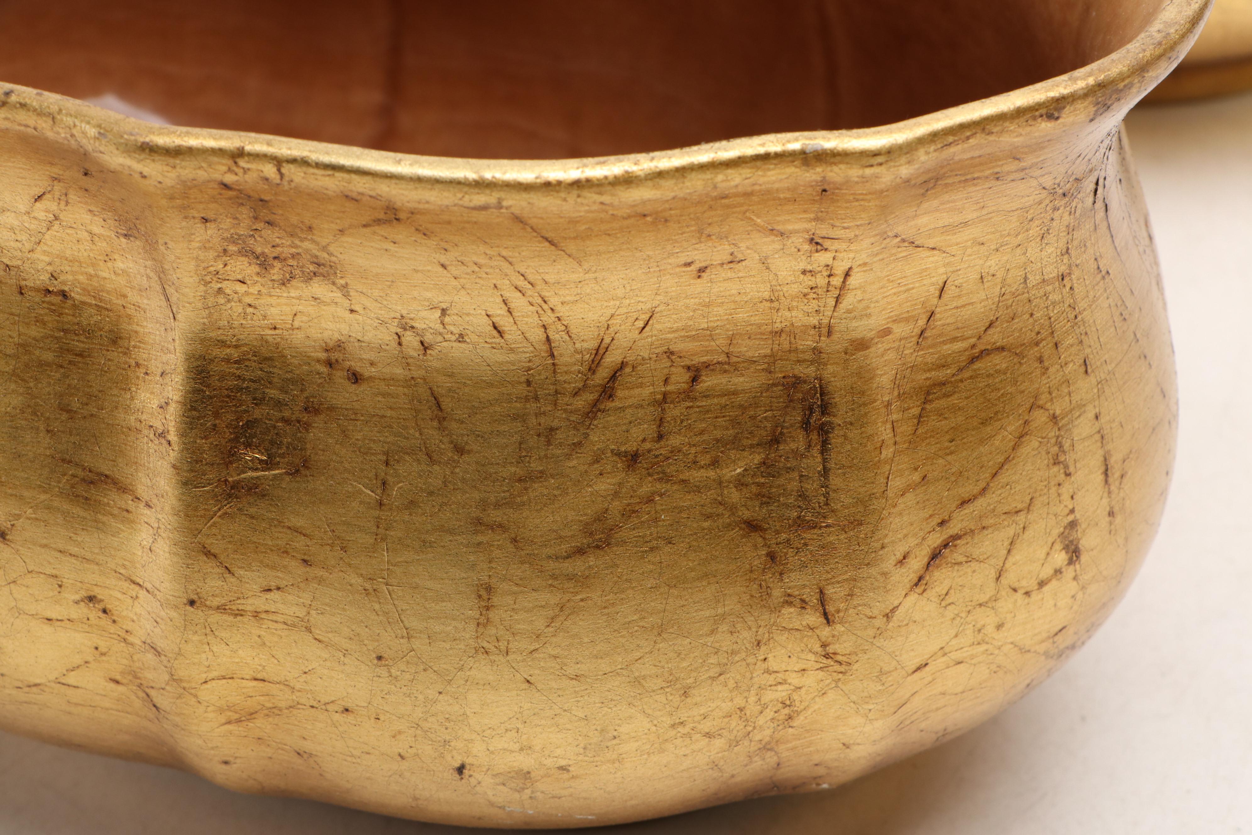 Gold Gilt Wood Decorative Footed Bowls with Ceramic Planters