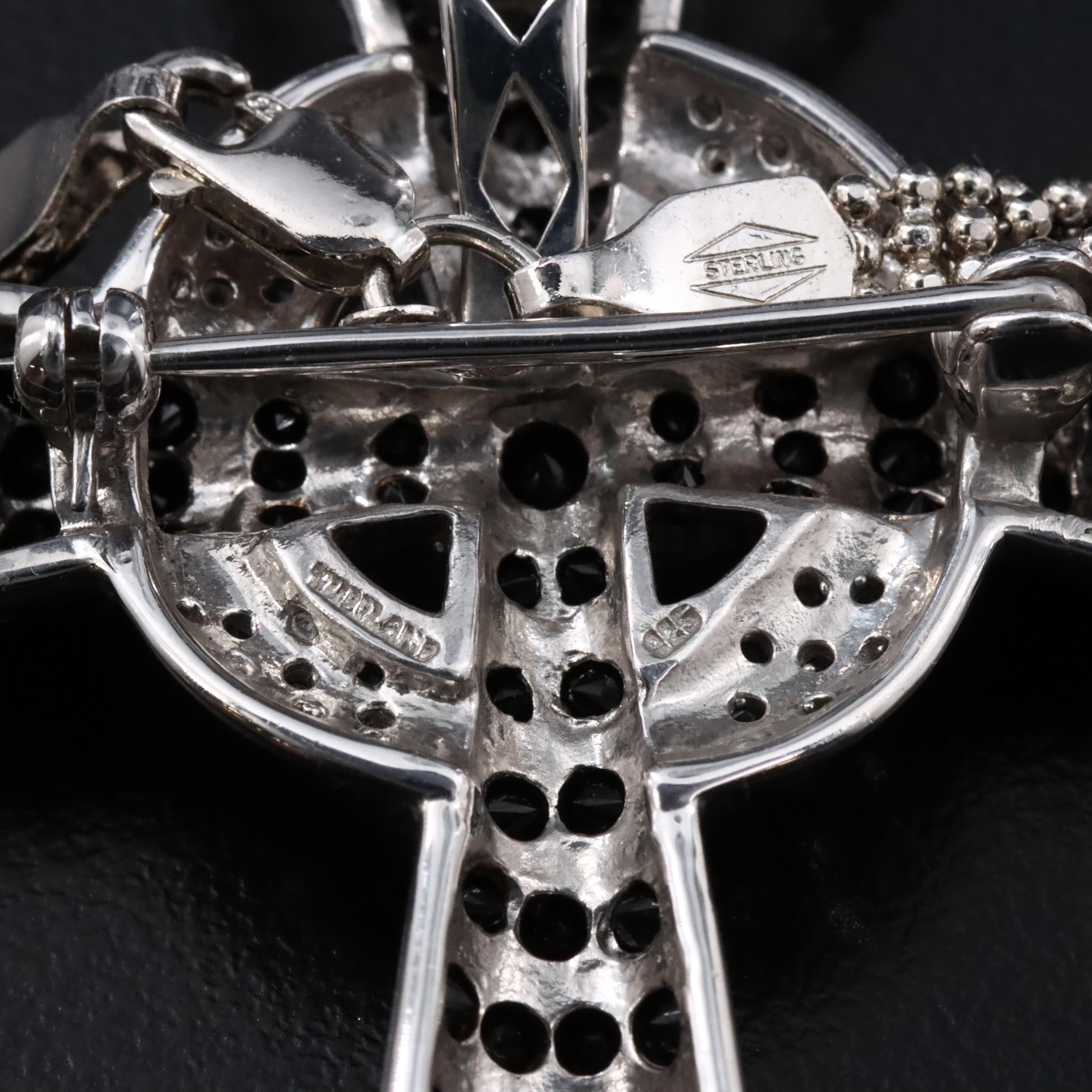 Sterling Spinel and White Topaz Cross Conversion Pendant Necklace