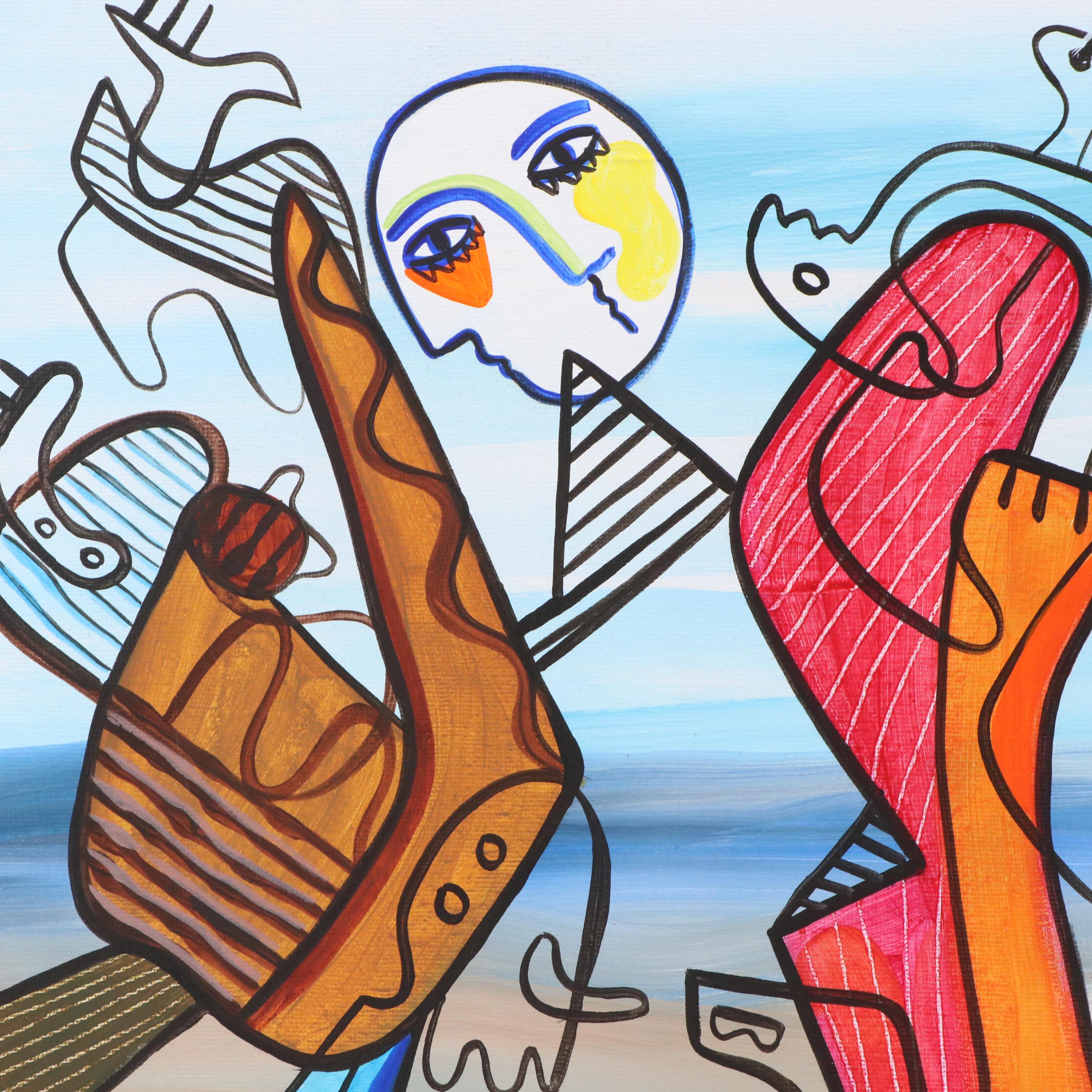 Michel Blázquez Surrealist Acrylic Painting "Unexpected," 2025