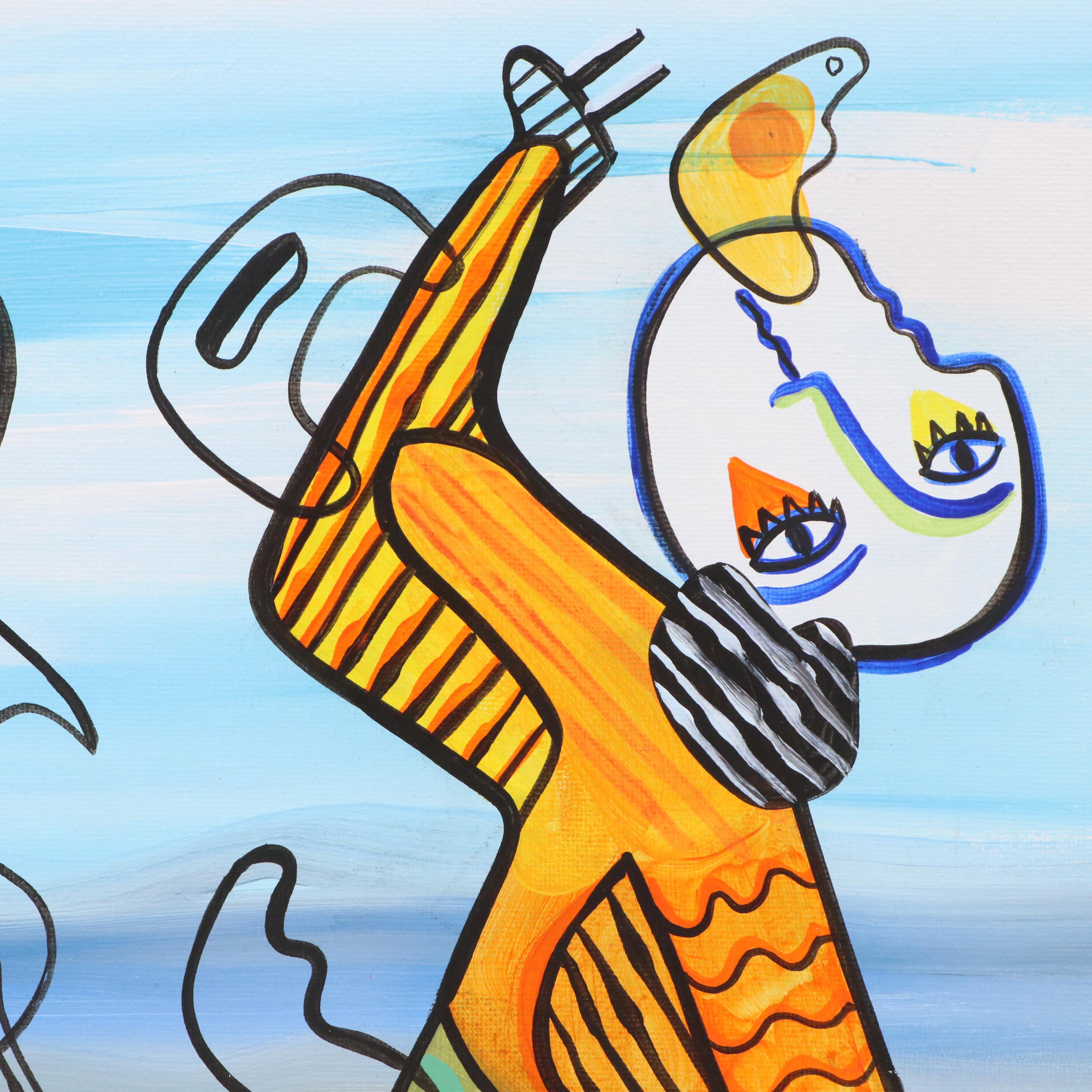 Michel Blázquez Surrealist Acrylic Painting "Unexpected," 2025