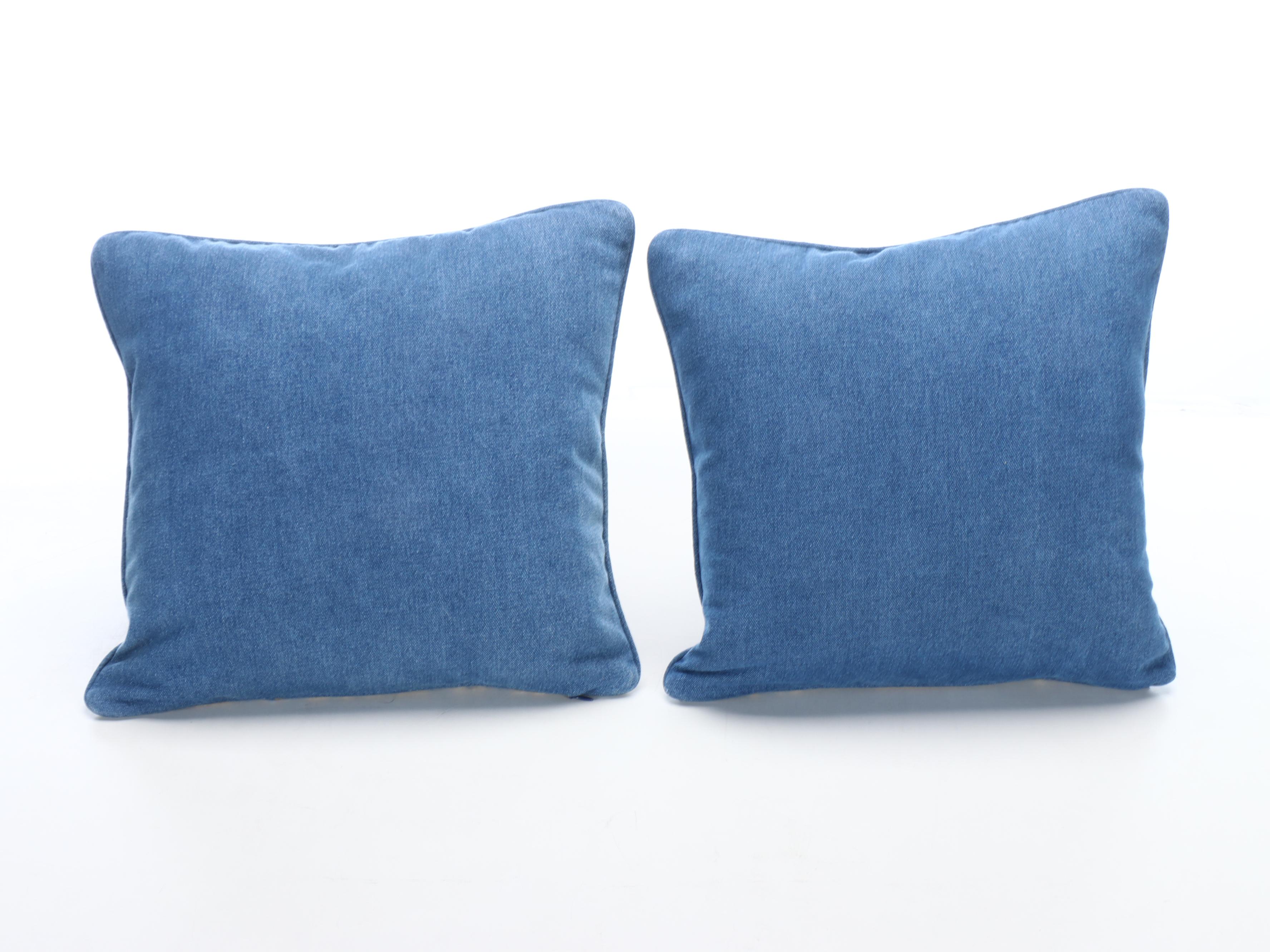 Needlepoint Cotton Throw Pillows with Faribault and Lands' End Throw Blankets