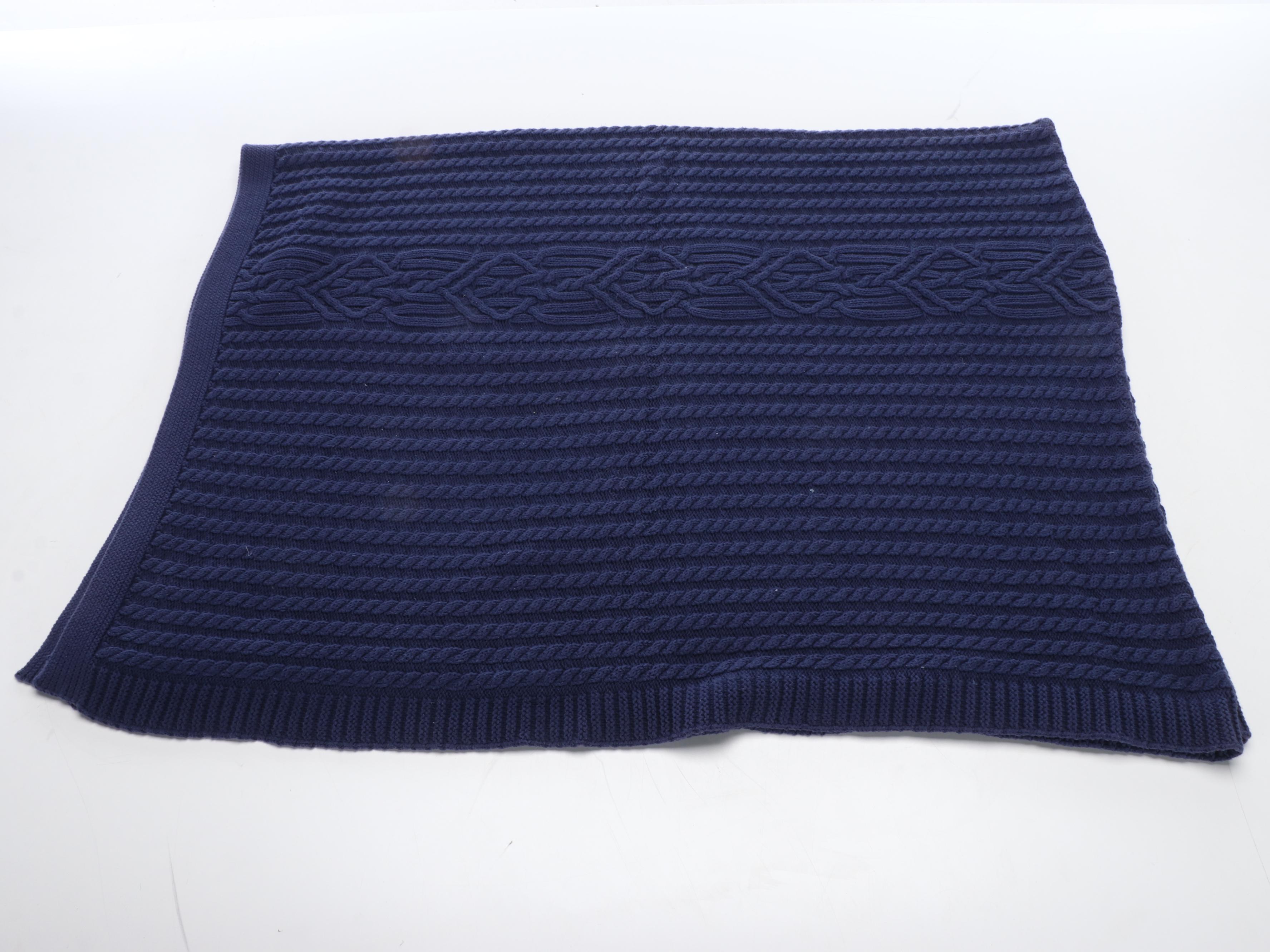 Needlepoint Cotton Throw Pillows with Faribault and Lands' End Throw Blankets