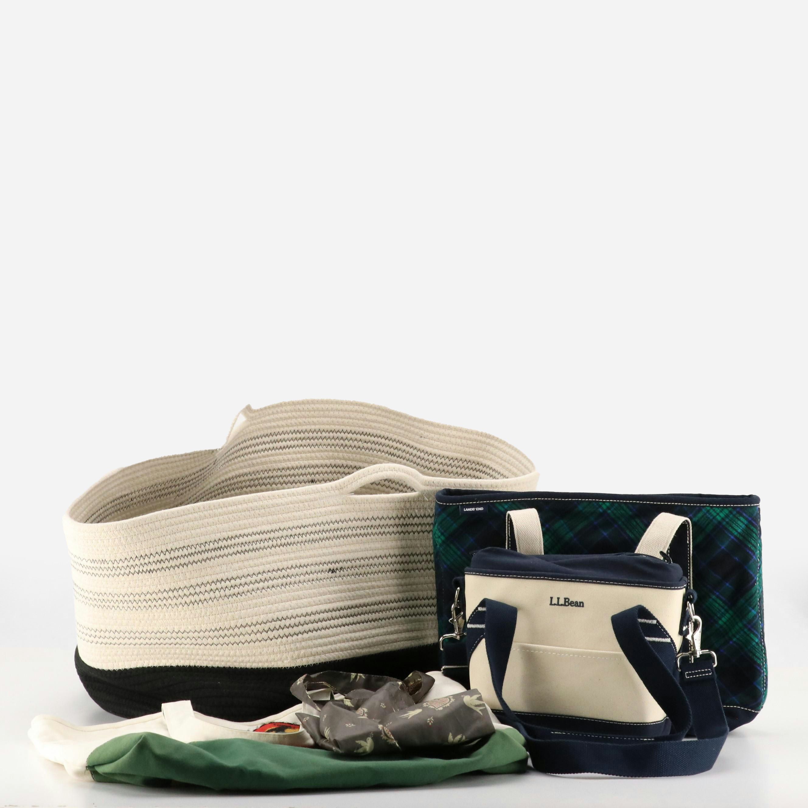 L.L.Bean Crossbody Lunchbox, Lands' End and Other Tote with Large Woven Basket