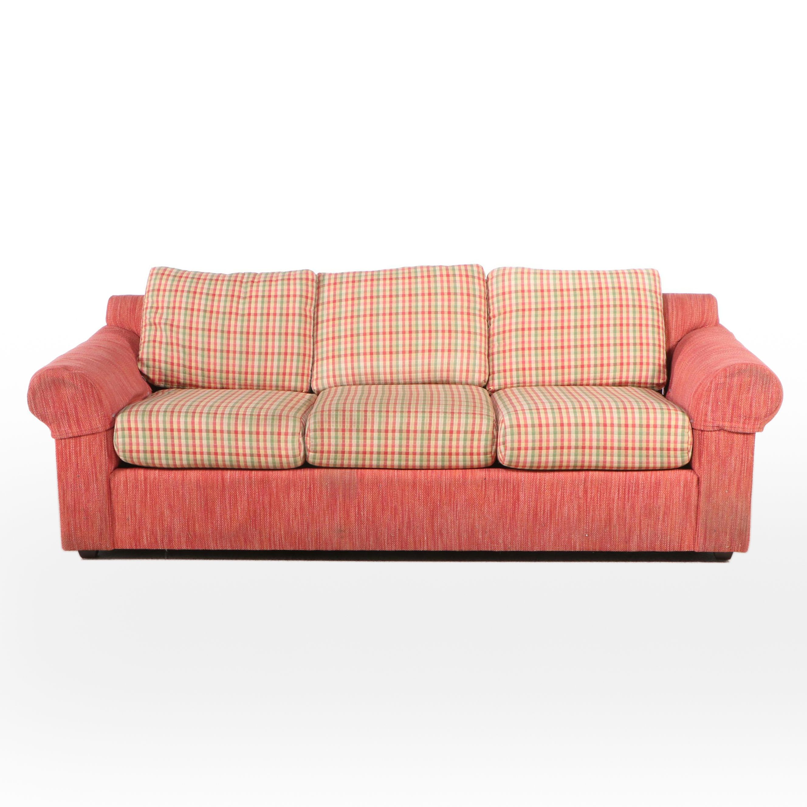 Plaid Upholstered Sofa