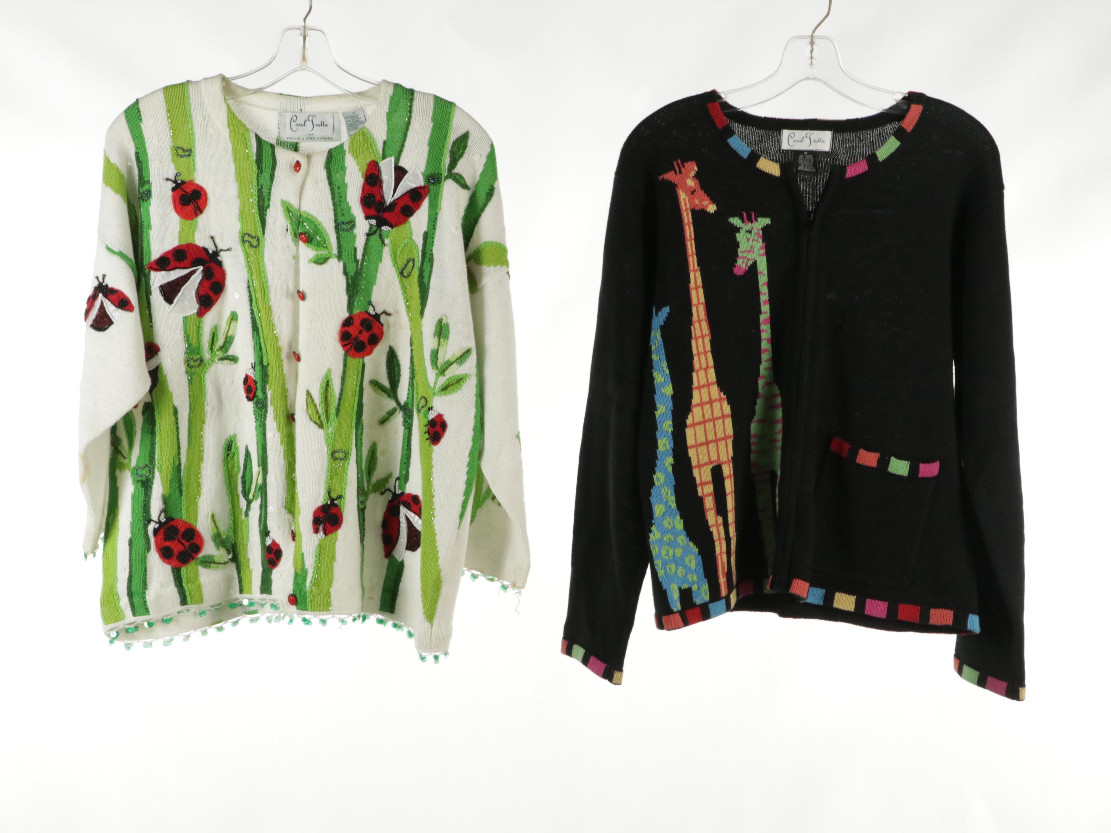 Ladybug Embellished, Embroidered Giraffe and Halloween-Themed Cardigan Sweaters