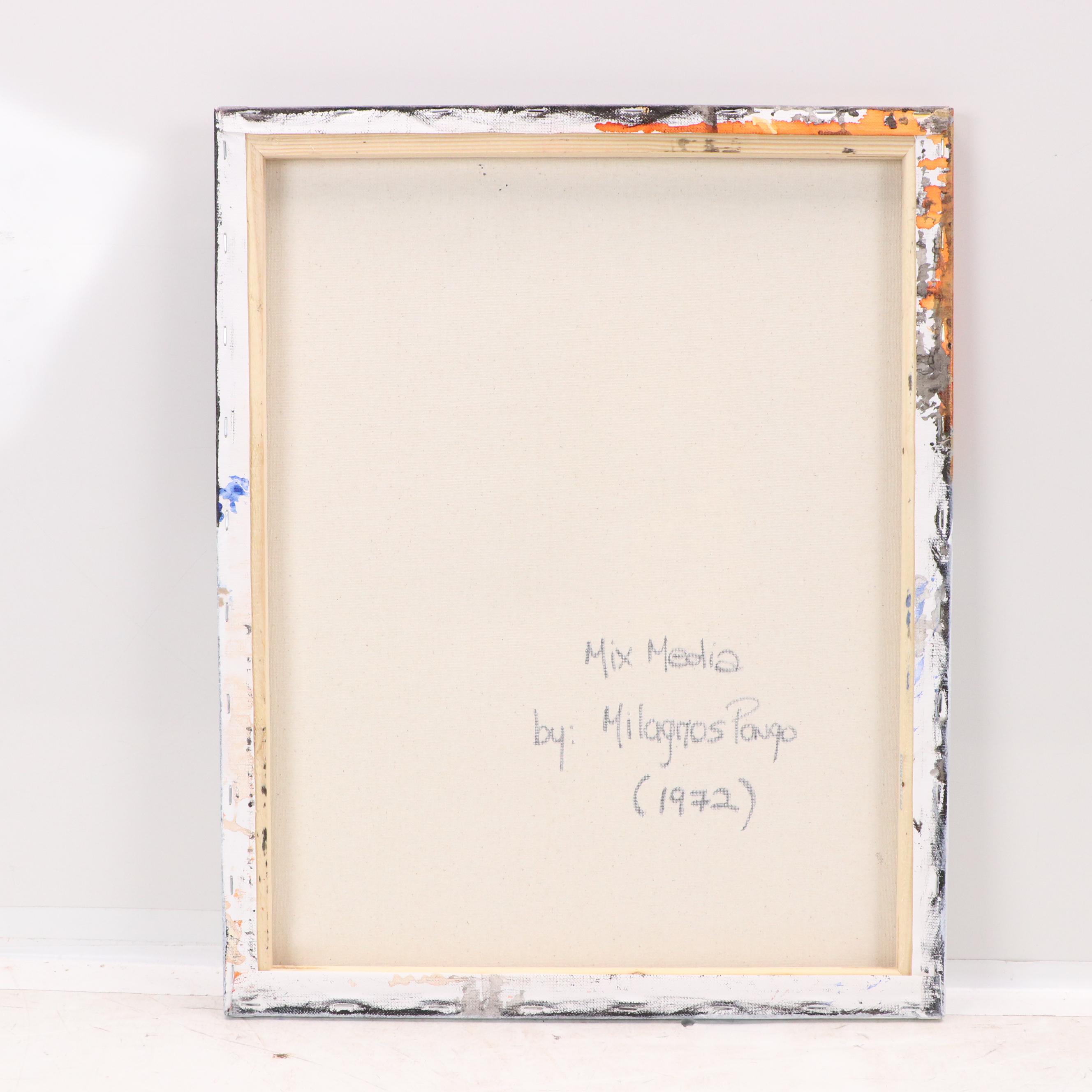 Milagros Pongo Abstract Mixed Media Painting, 21st Century
