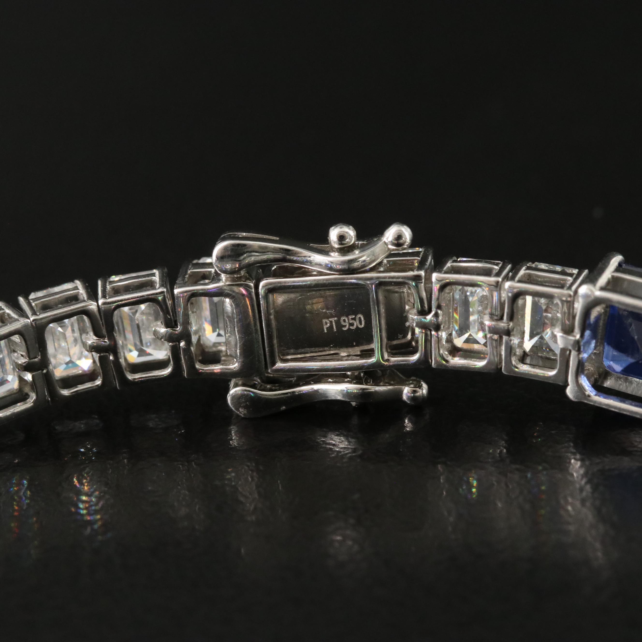 Platinum 11.01 CTW Sapphire and 11.88 CTW Lab Grown Diamond Station Bracelet