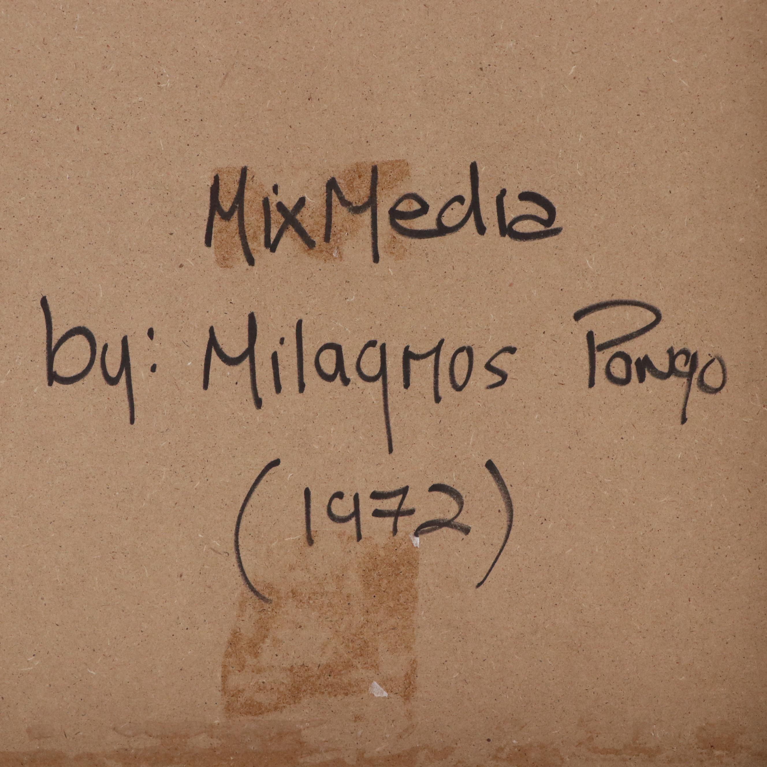 Milagros Pongo Abstract Mixed Media Painting, 21st Century