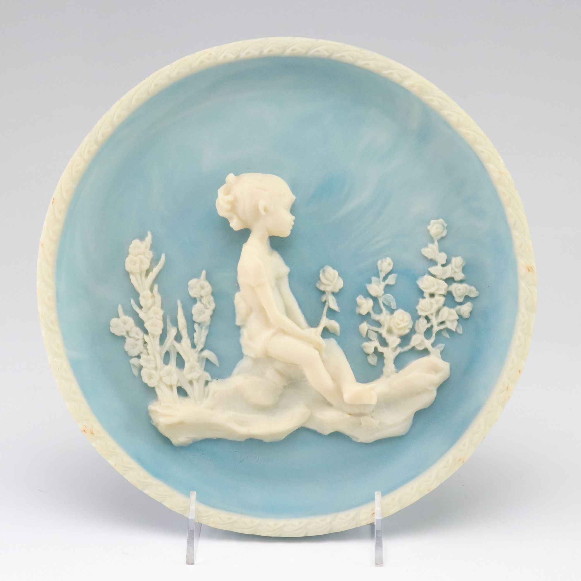 Signed Frances Taylor Williams Incolay Plate & Jewelry Box