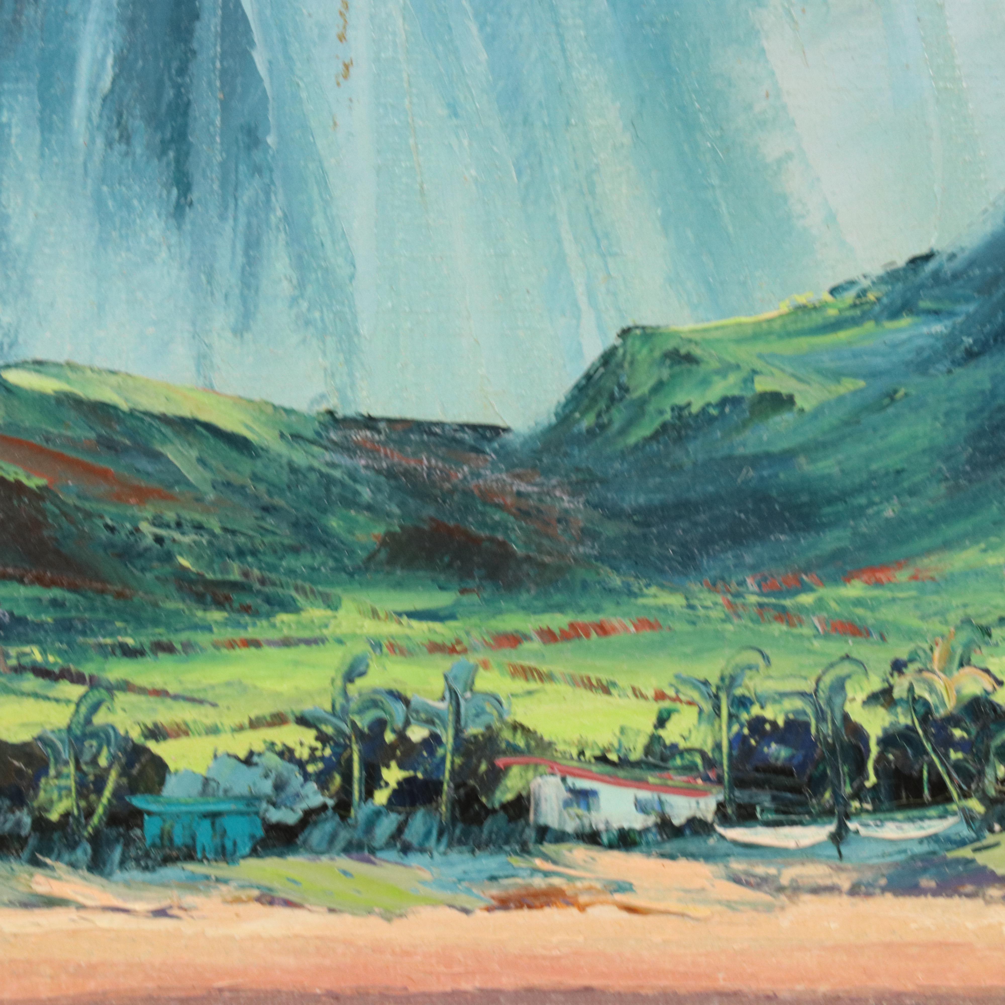 Theresia Brinson Hawaiian Landscape Oil Painting "Oalu," 1983