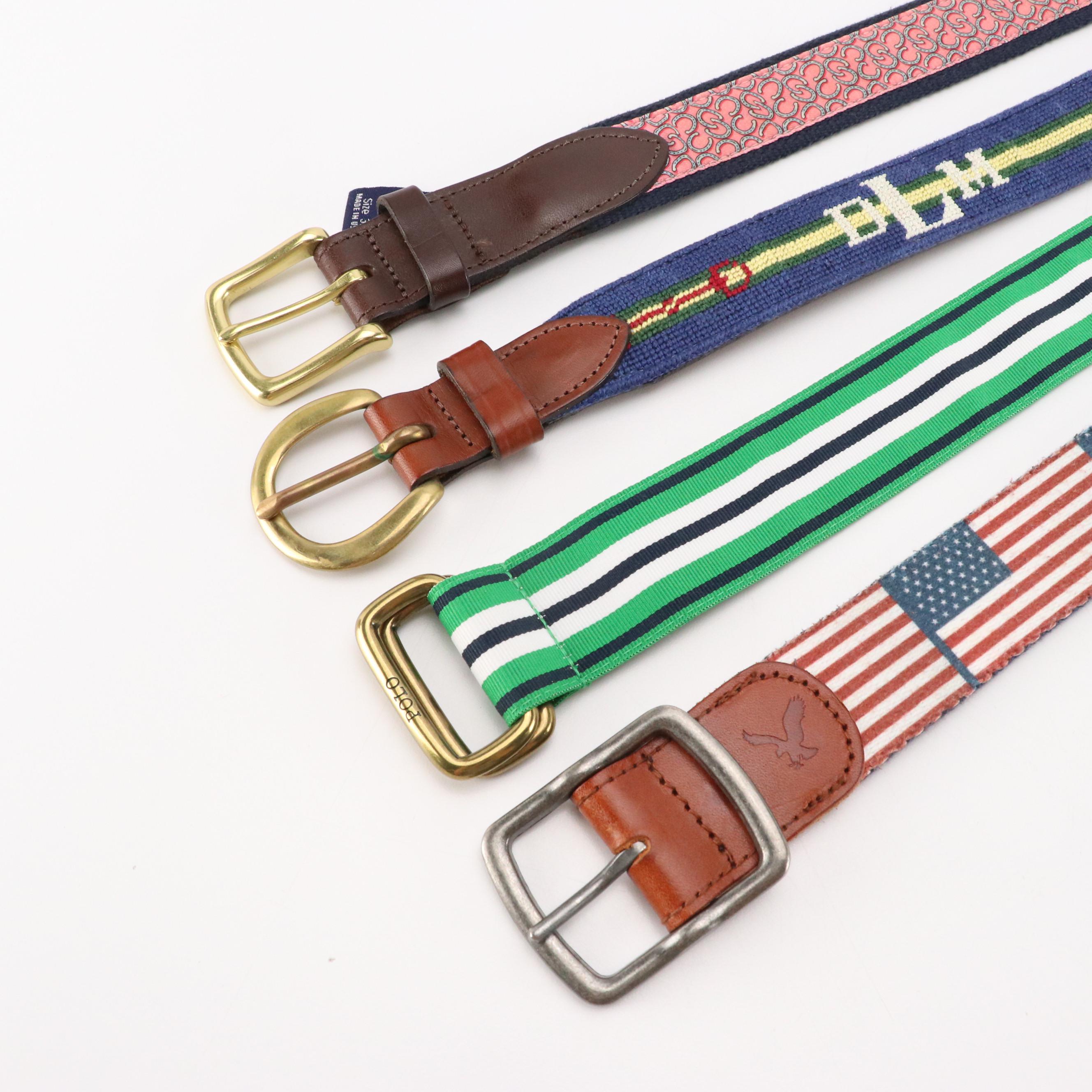 Men's Polo Ralph Lauren, Vineyard Vines, American Eagle & Other Patterned Belts