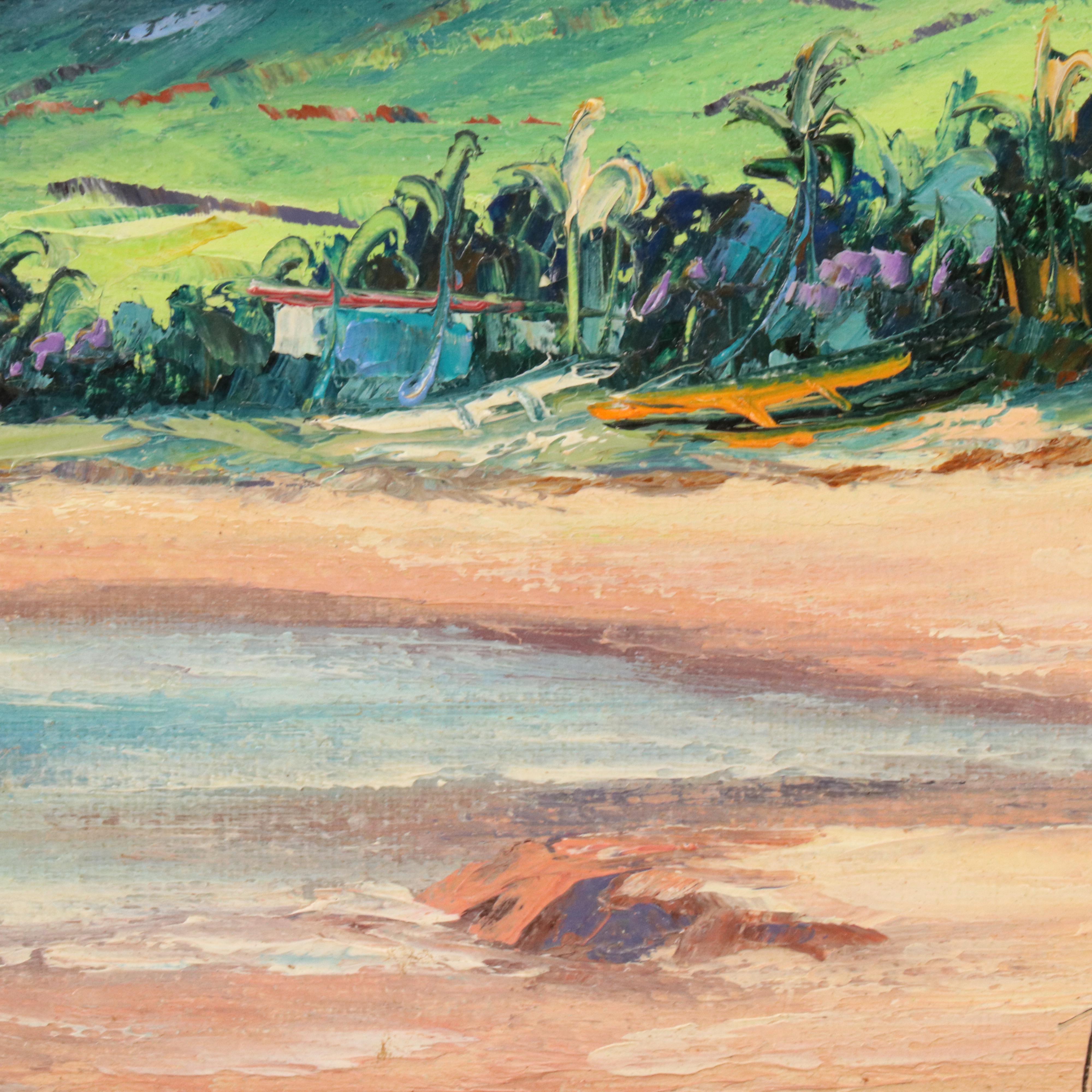 Theresia Brinson Hawaiian Landscape Oil Painting "Oalu," 1983