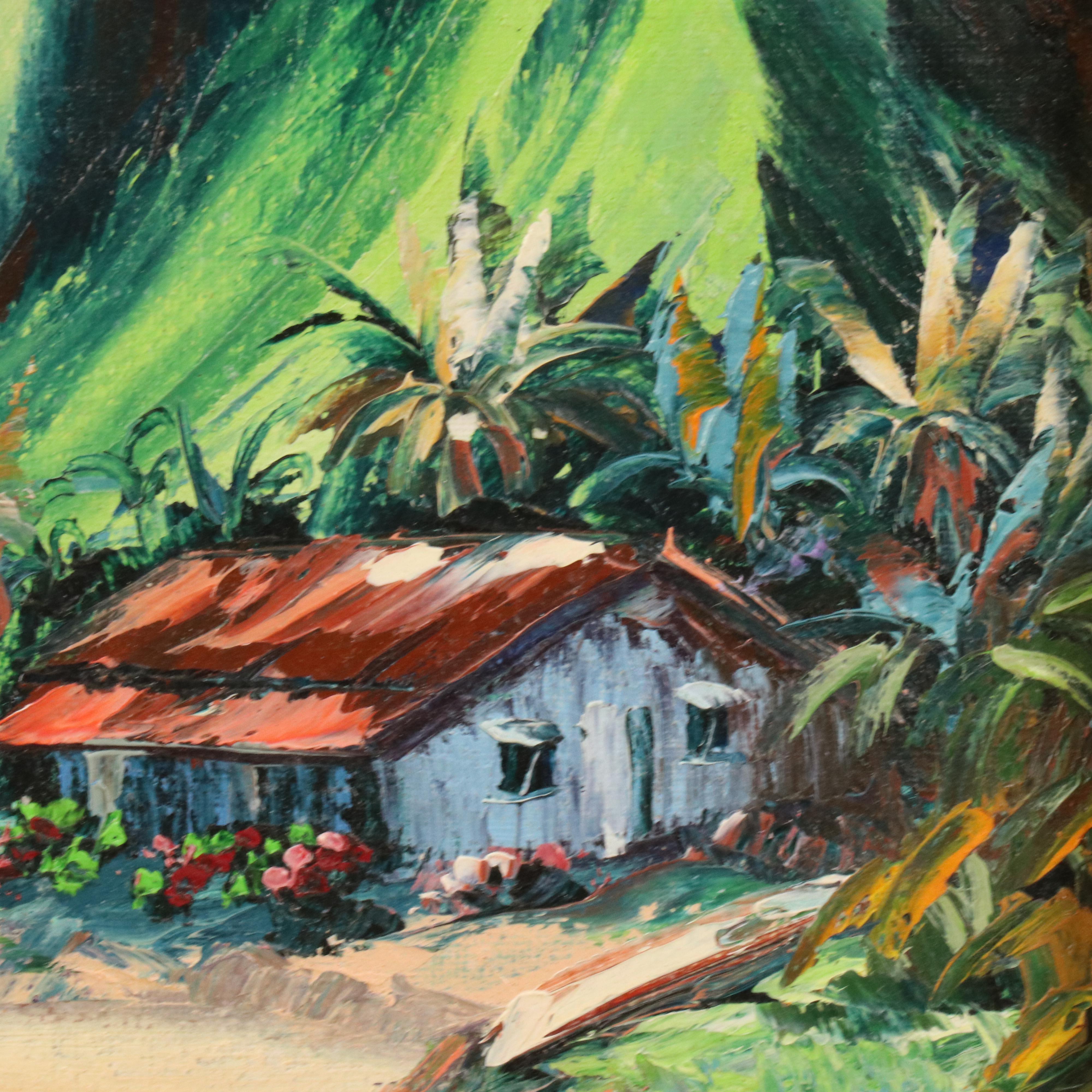 Theresia Brinson Hawaiian Landscape Oil Painting "Oalu," 1983
