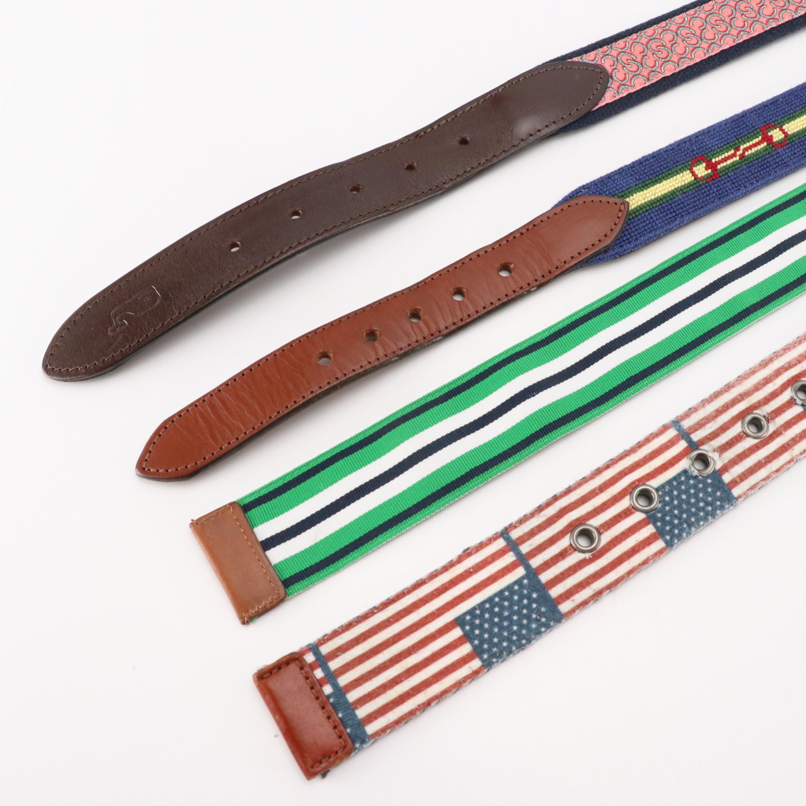 Men's Polo Ralph Lauren, Vineyard Vines, American Eagle & Other Patterned Belts