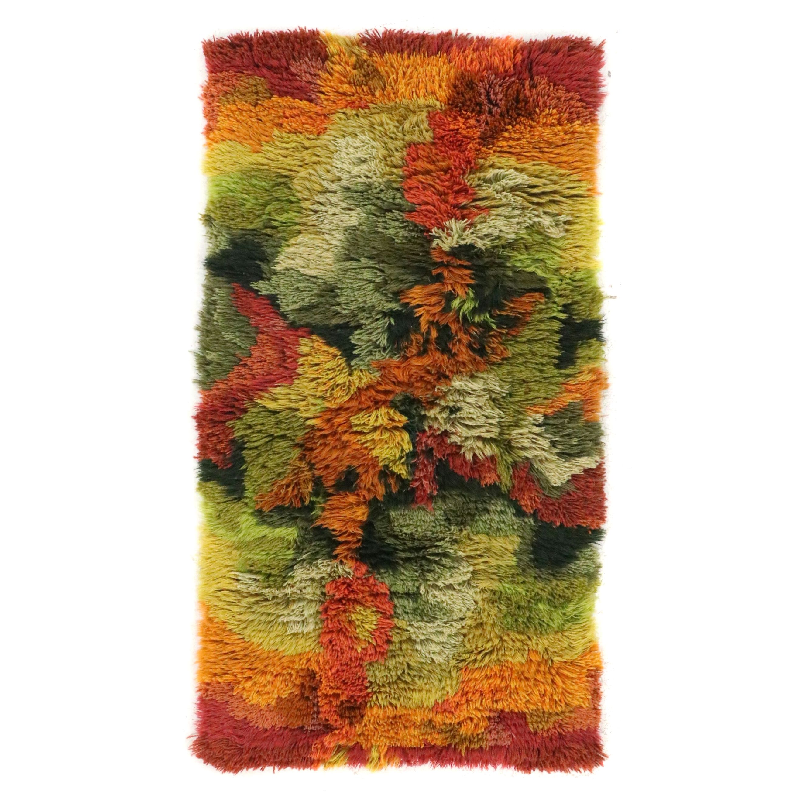 2'8 x 4'11 Hand-Knotted Danish Modern Shag Accent Rug