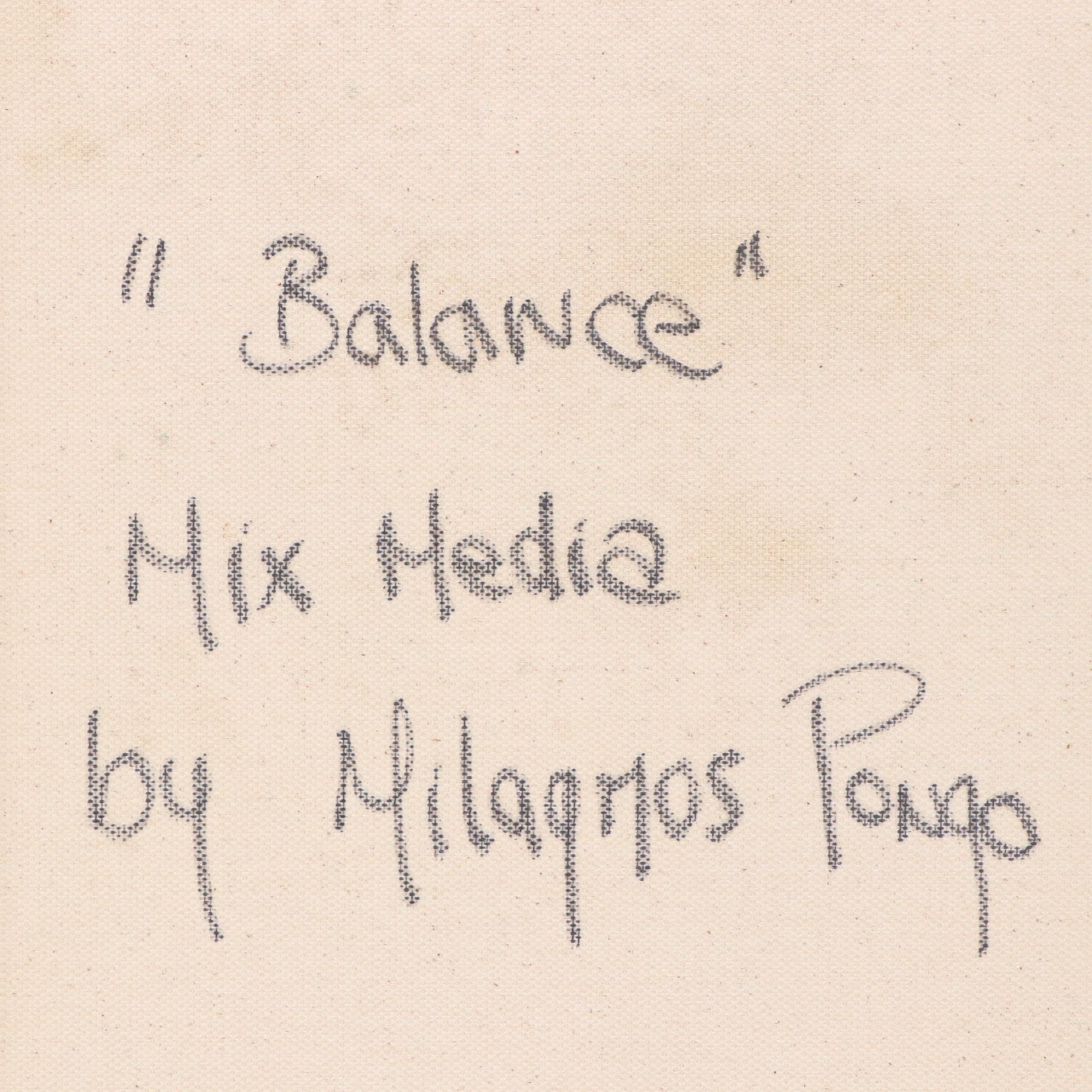 Milagros Pongo Abstract Mixed Media Painting "Balance," 21st Century