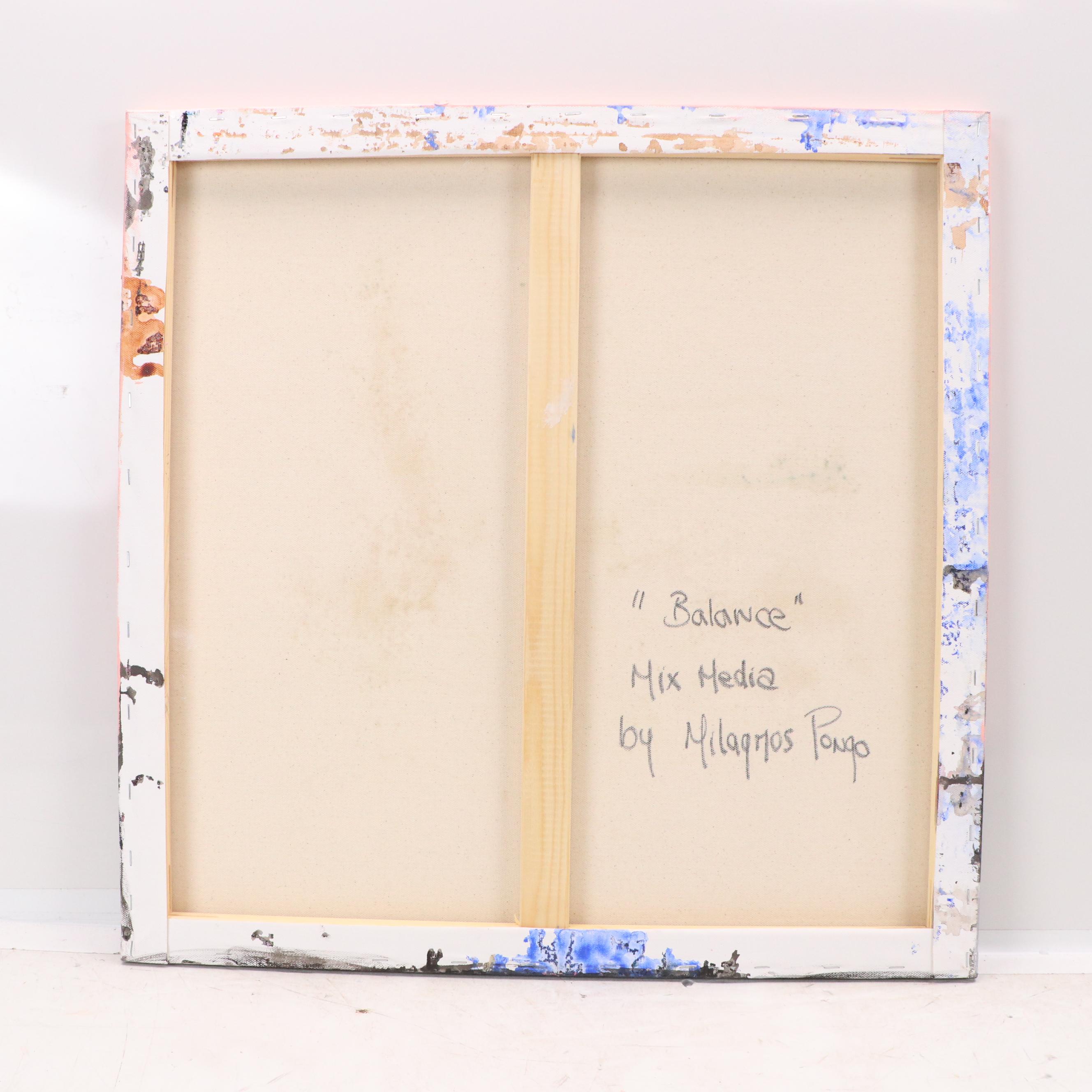 Milagros Pongo Abstract Mixed Media Painting "Balance," 21st Century