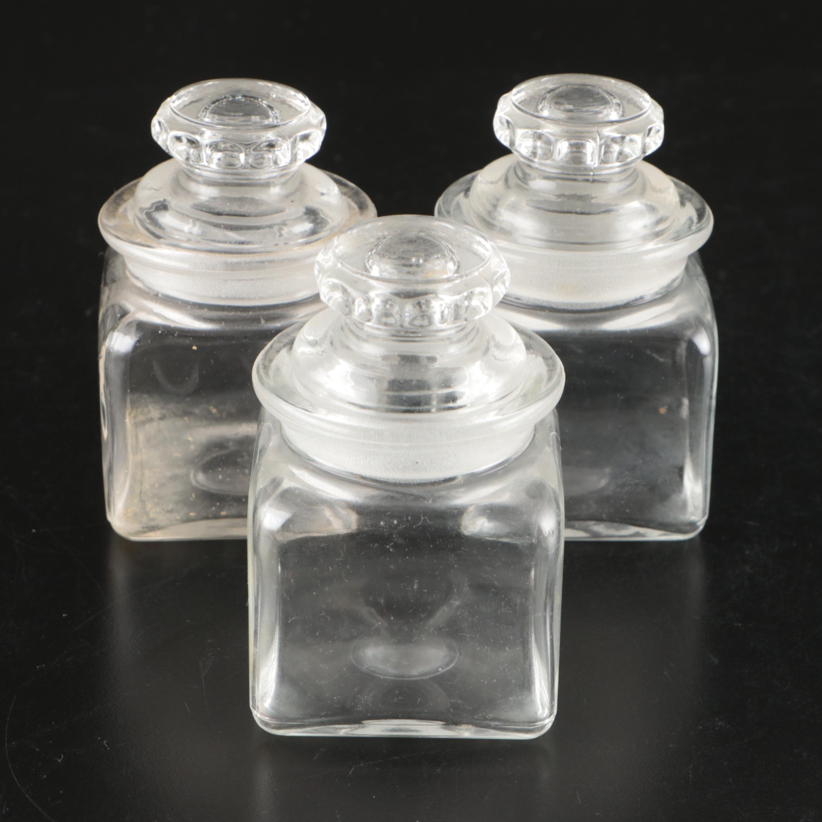 Vintage Glass Apothecary Jars with Other Lidded Glass Storage Jars