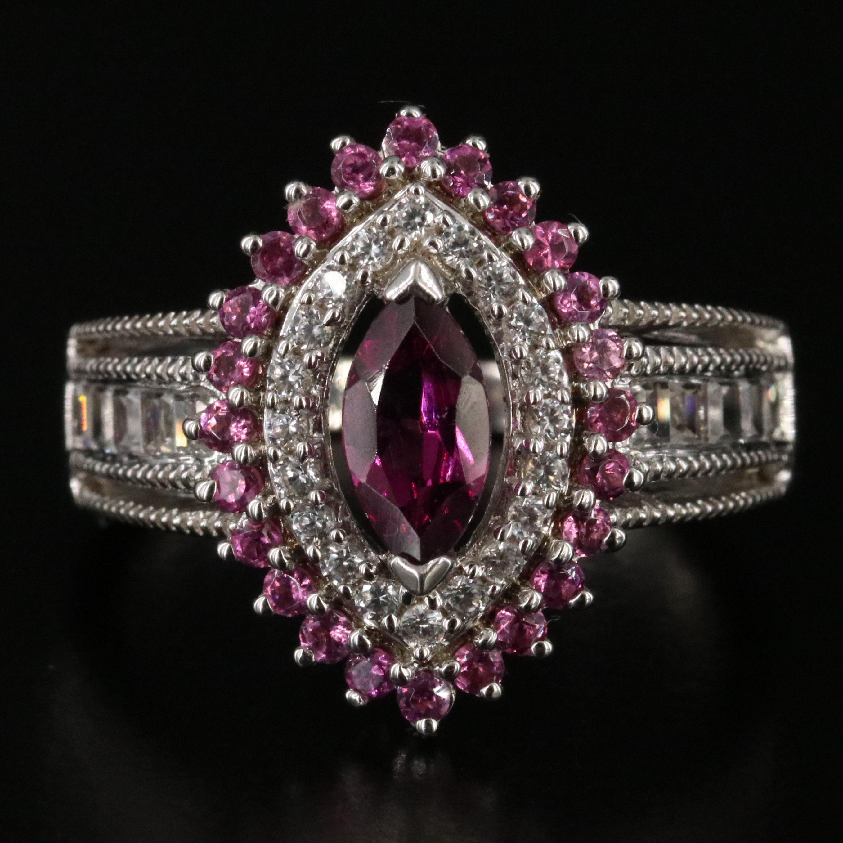 Sterling Garnet and White Sapphire Ring